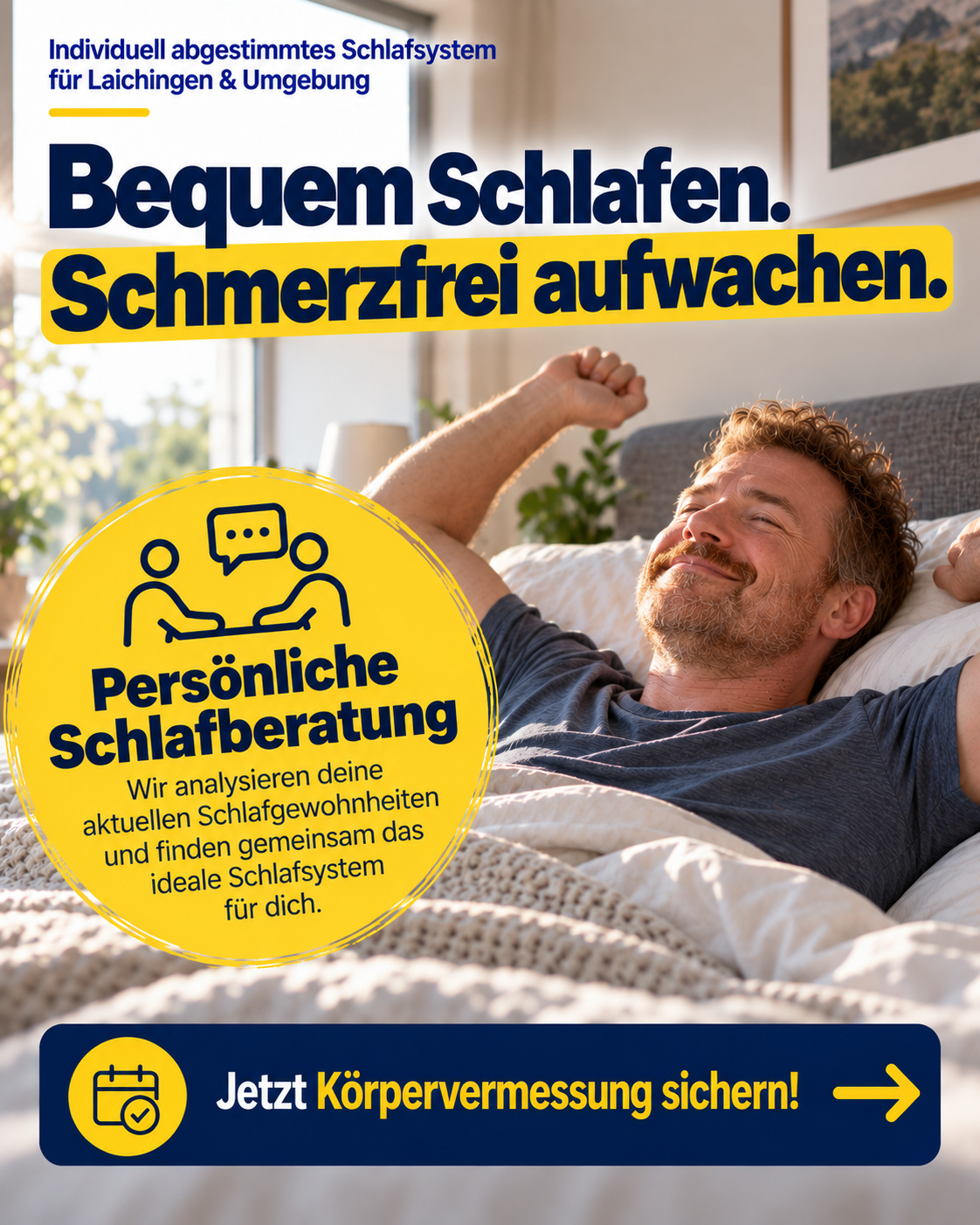 Betten-Striebel Laichingen Facebook ad: Rückenschmerzen trotz Schlaf?