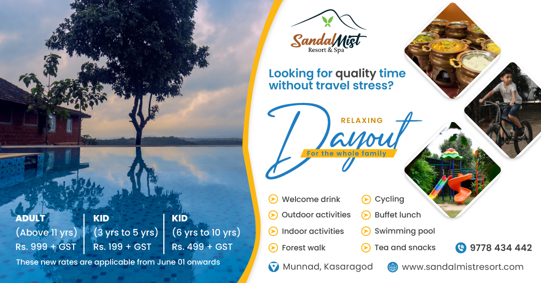 SandalMist Resorts and spa Facebook ad: Book Your Dayout Now!