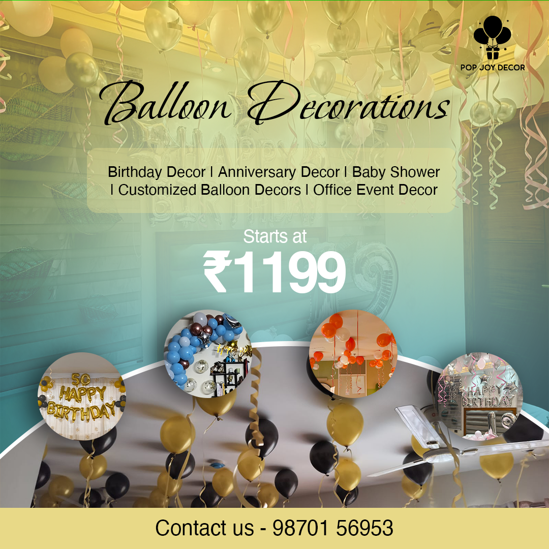 Pop Joy Decoor Facebook ad: Party Starts with Balloons