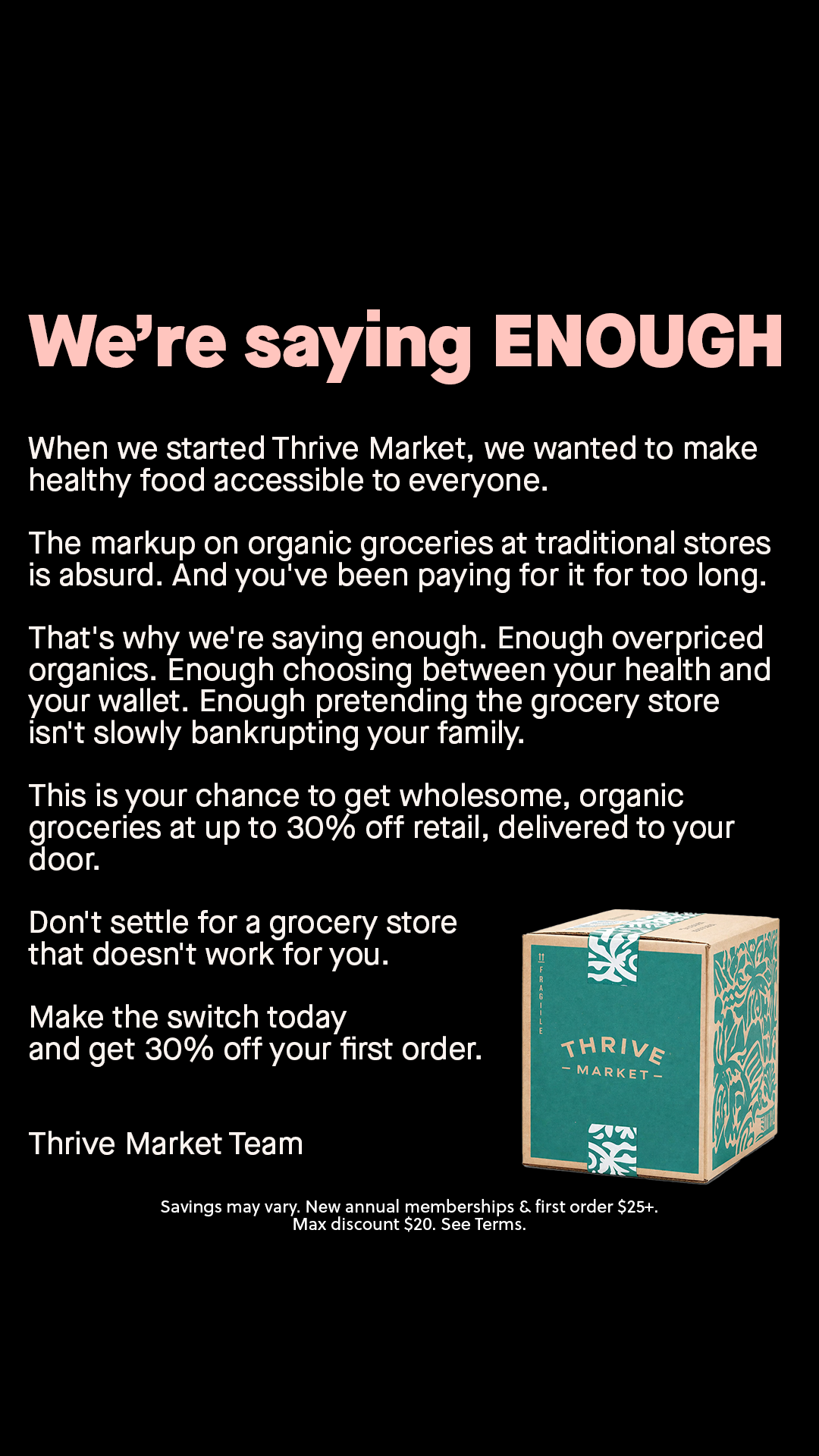 Thrive Market Facebook ad