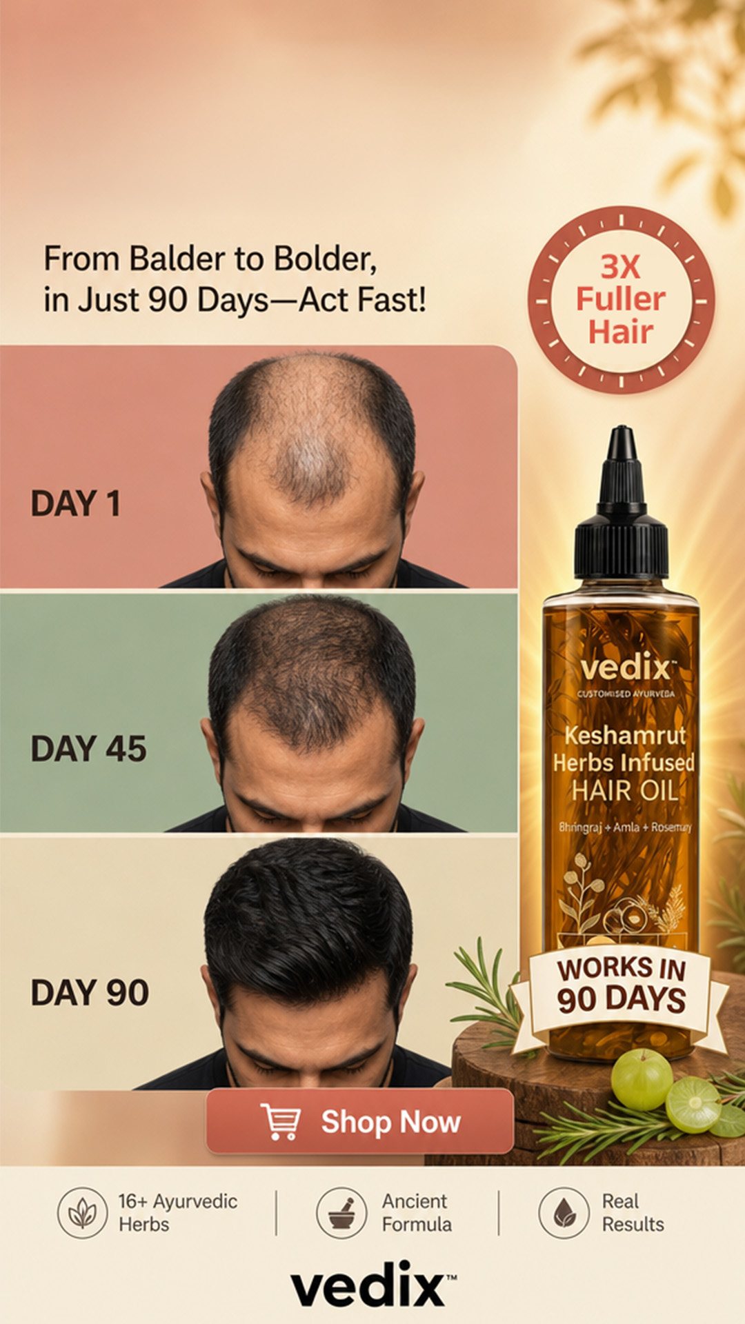 Vedix Wellness Facebook ad: Vedix Keshamrut Hair Growth Oil For Men