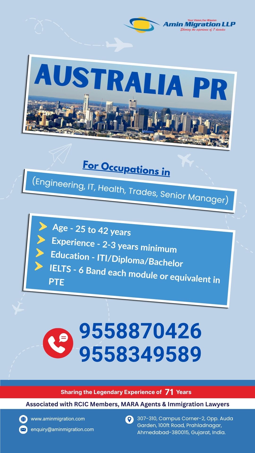 Amin Migration Facebook ad: Work & Live in Australia, PR Open!