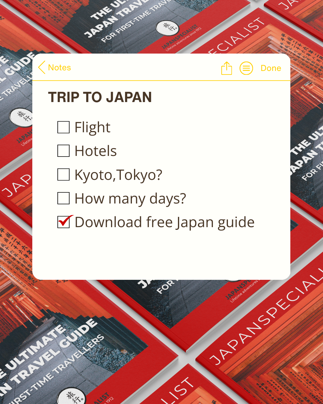 Japanspecialist Facebook ad: Free Japan Travel Guide
