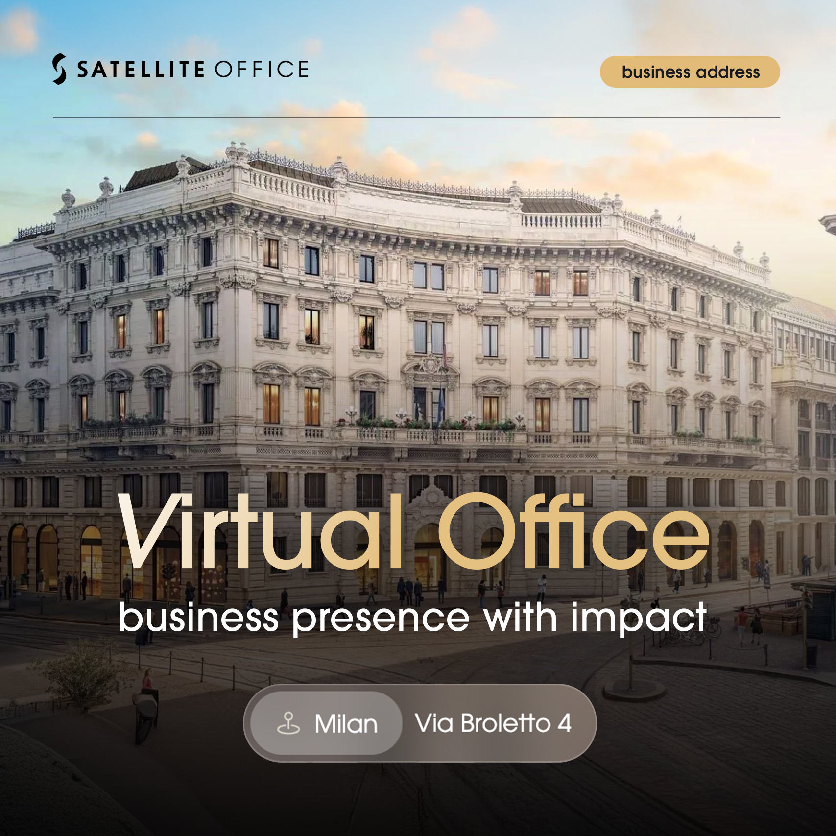 Satellite Office Facebook ad: Establish your business at Via Broletto 4