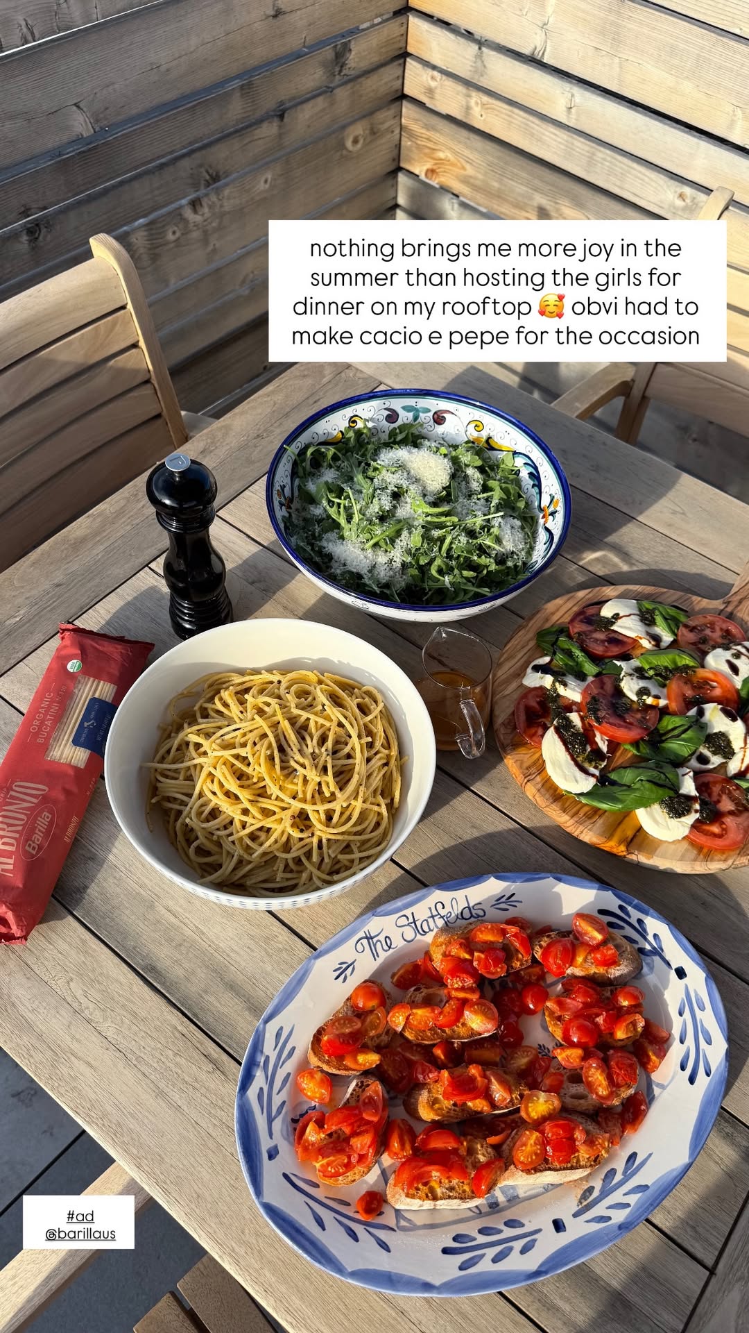 Barilla Facebook ad: Savor every moment of summer dining al fresco…