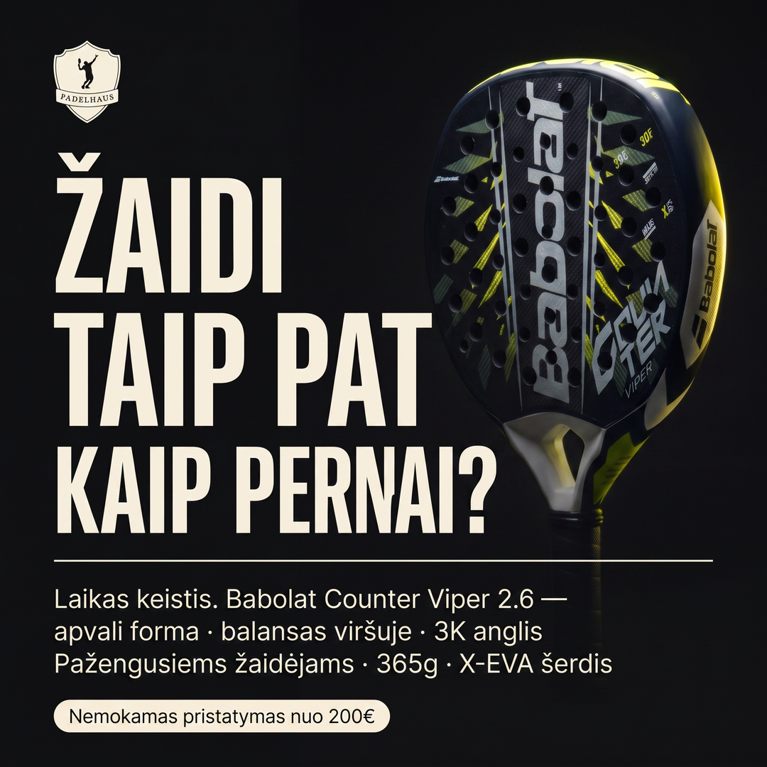 Padelhaus-racket-store Facebook ad: Laikas keistis. Babolat Counter Viper 2.6.