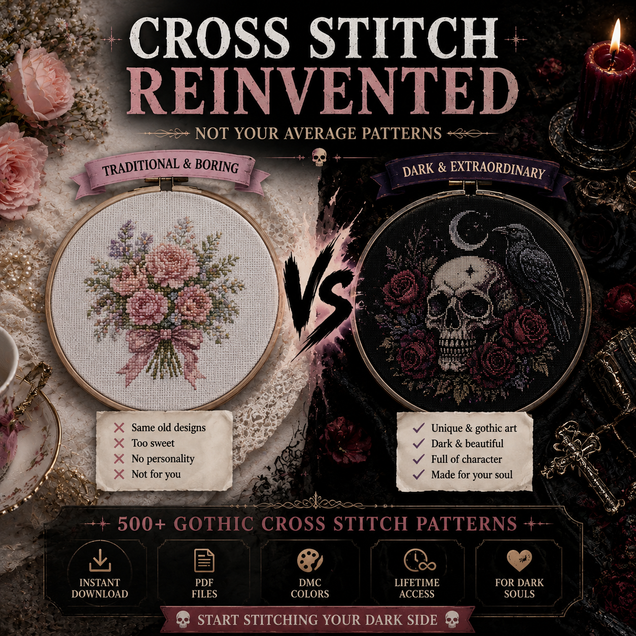 MakerForge Facebook ad: This Isn't Your Grandma's Cross Stitch.