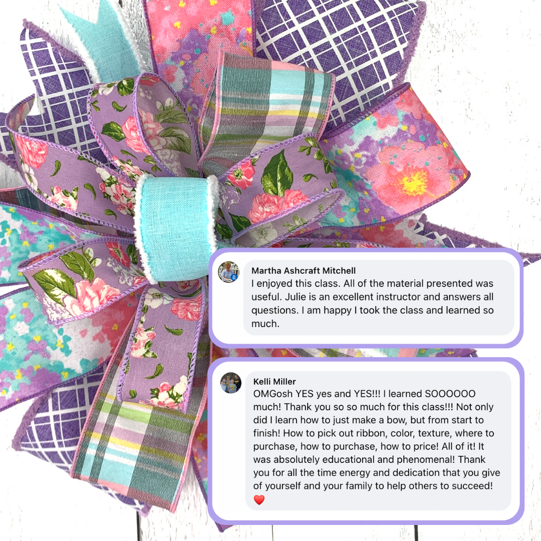 Southern Charm Wreaths Facebook ad: Online Bow-Making Workshop