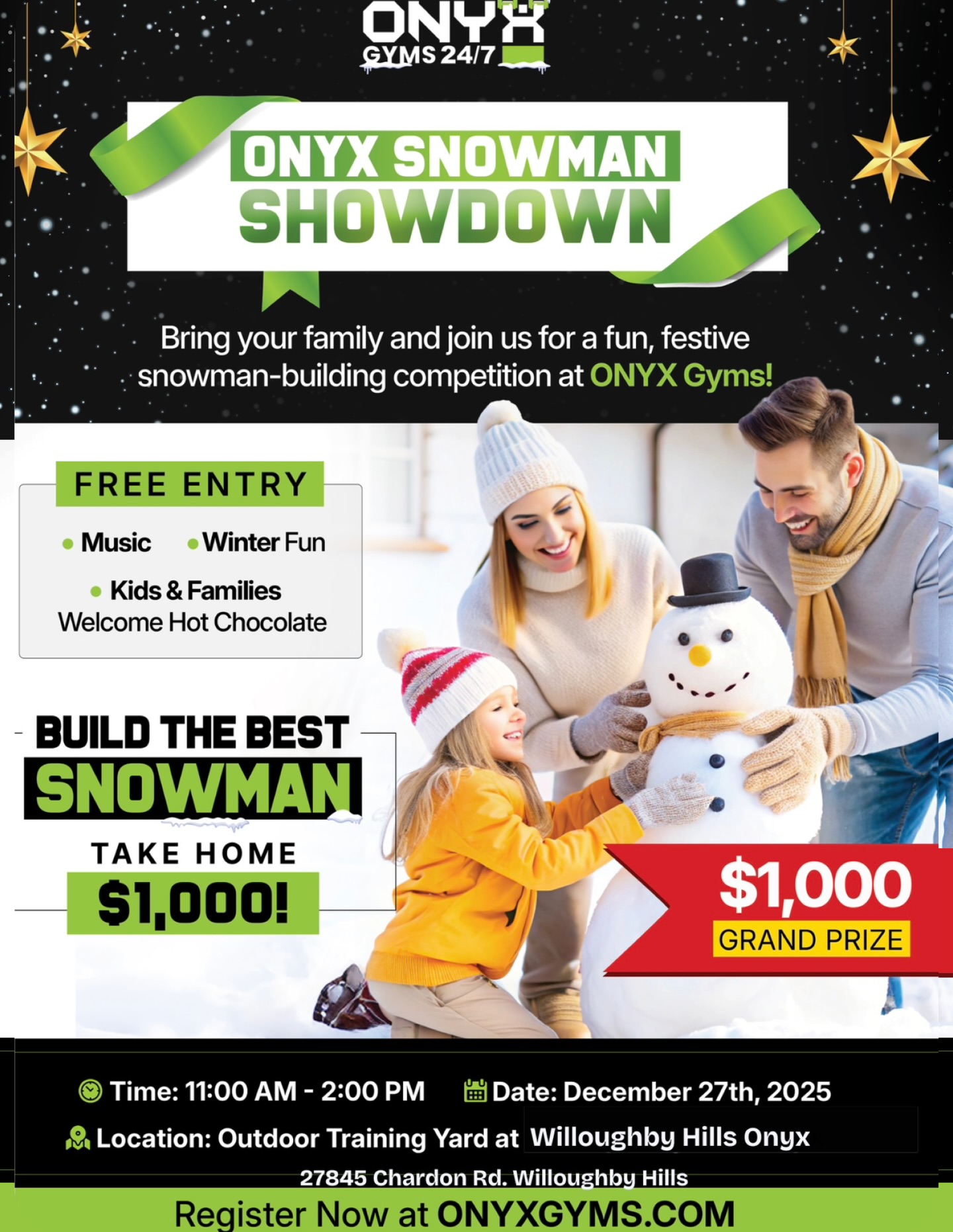 ONYX GYMS 24/7 Facebook ad: ONYX SNOWMAN SHOWDOWN