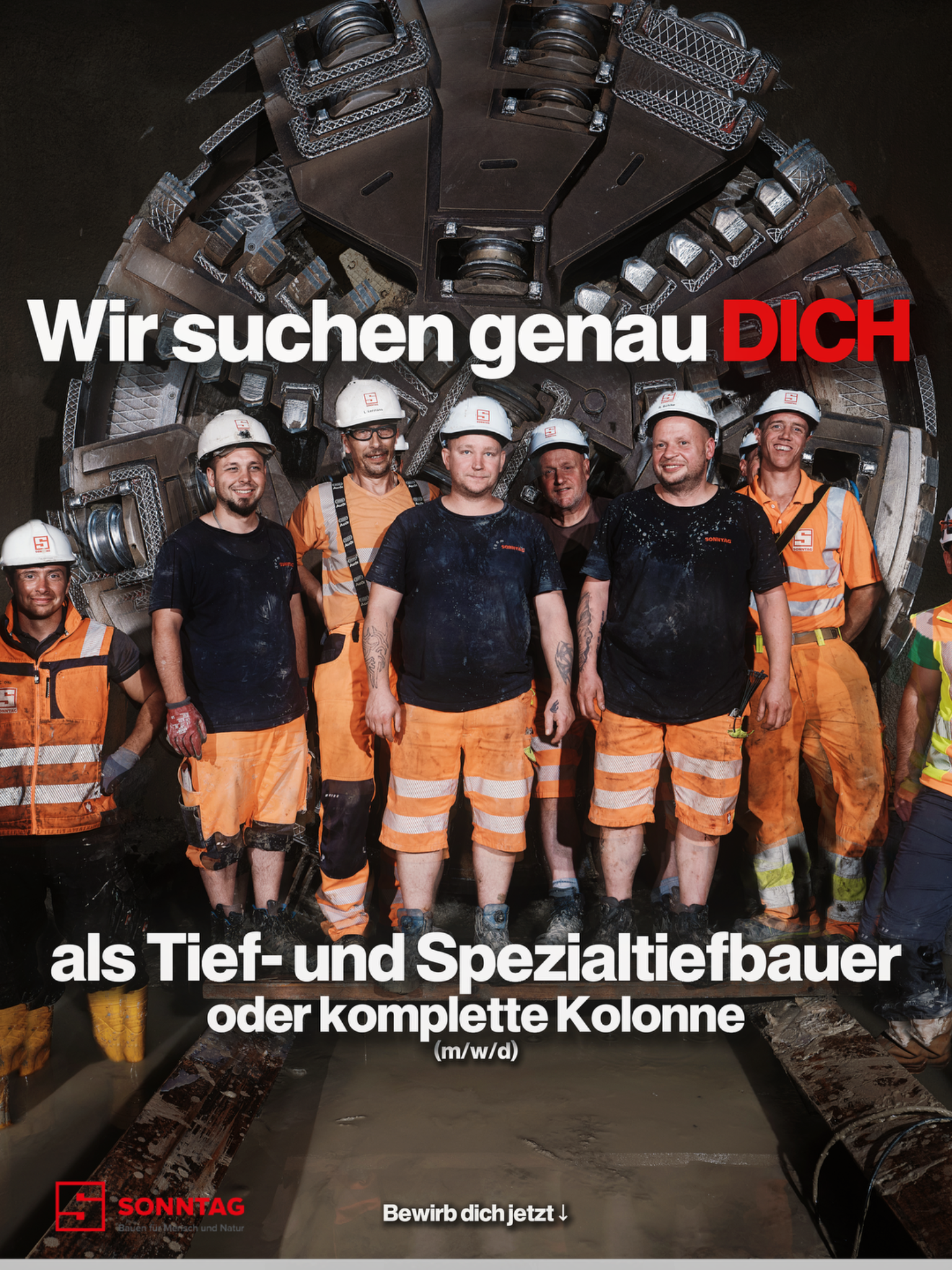 Sonntag Baugesellschaft Facebook ad: Facharbeiter im Tief- und Spezialtiefbau gesucht