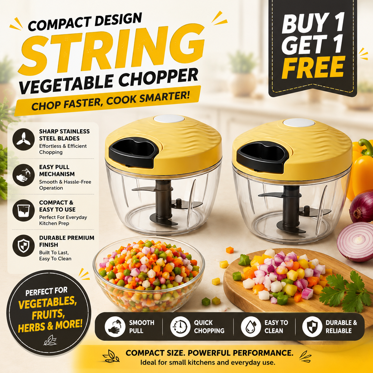 Ashdeep Kitchenware Facebook ad: Buy Yellow Vegetable Chopper!