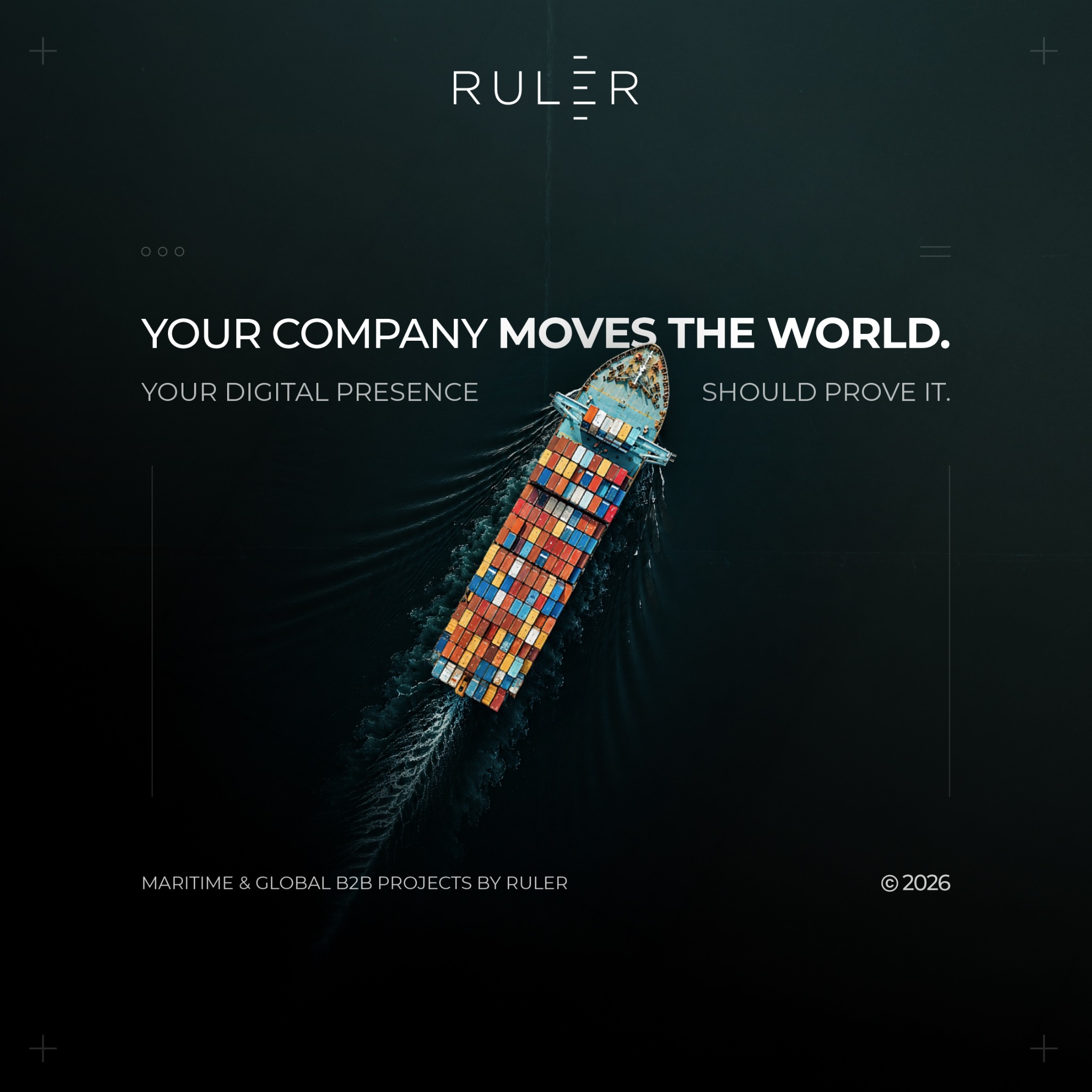 Ruler Digital Agency Facebook ad: Your company moves the world.