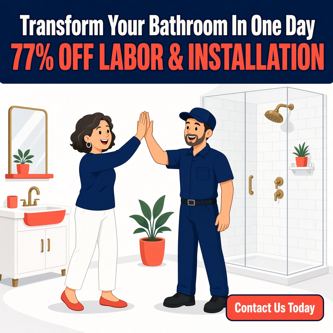 Five Star Bath Solutions Facebook ad: 77% OFF Labor & Installation
