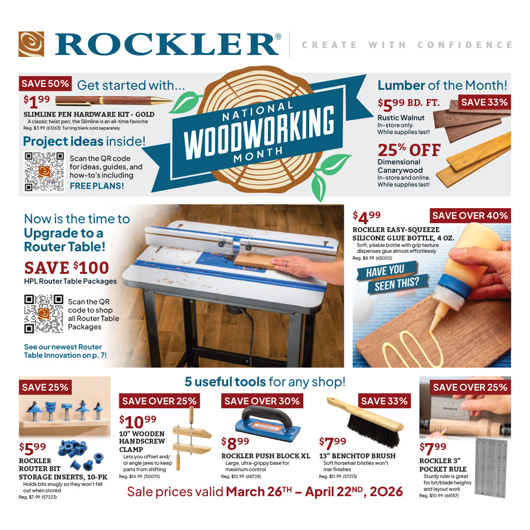 Rockler Woodworking and Hardware Facebook ad