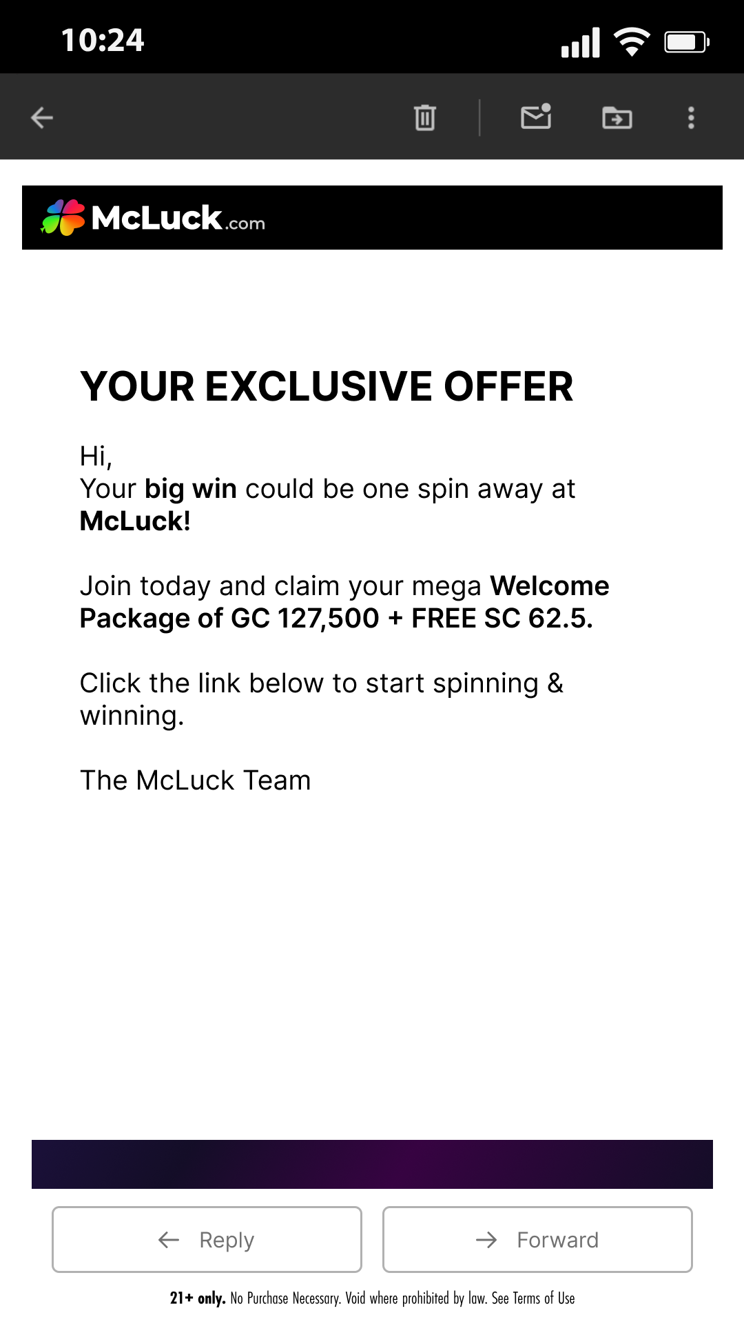 McLuck.com Facebook ad