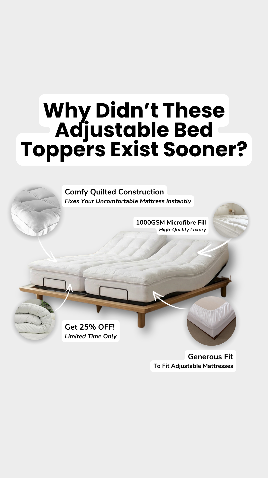 My Linen Facebook ad: Fix Your Adjustable Bed Mattress