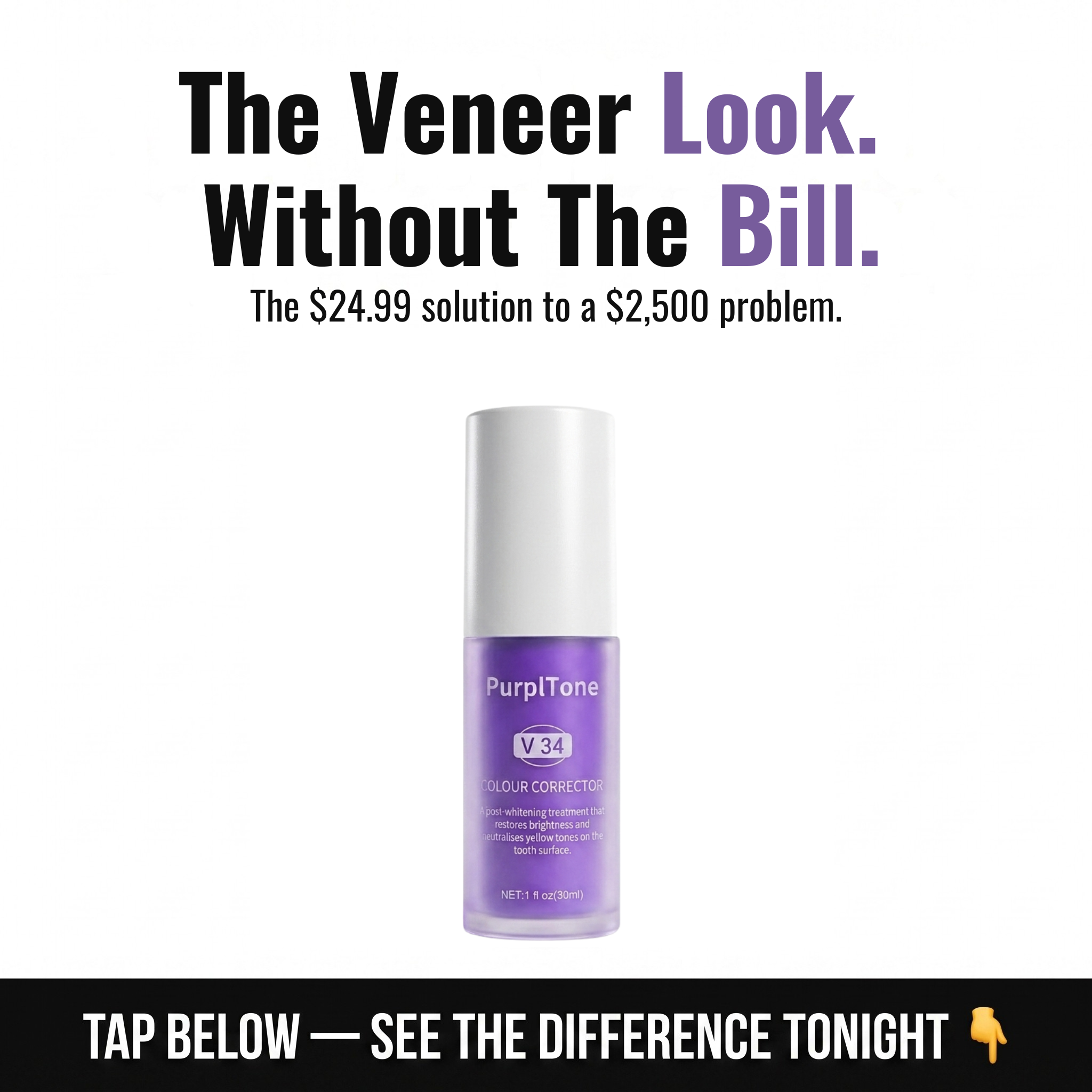PurplTone Facebook ad: The smile people assume cost thousands.