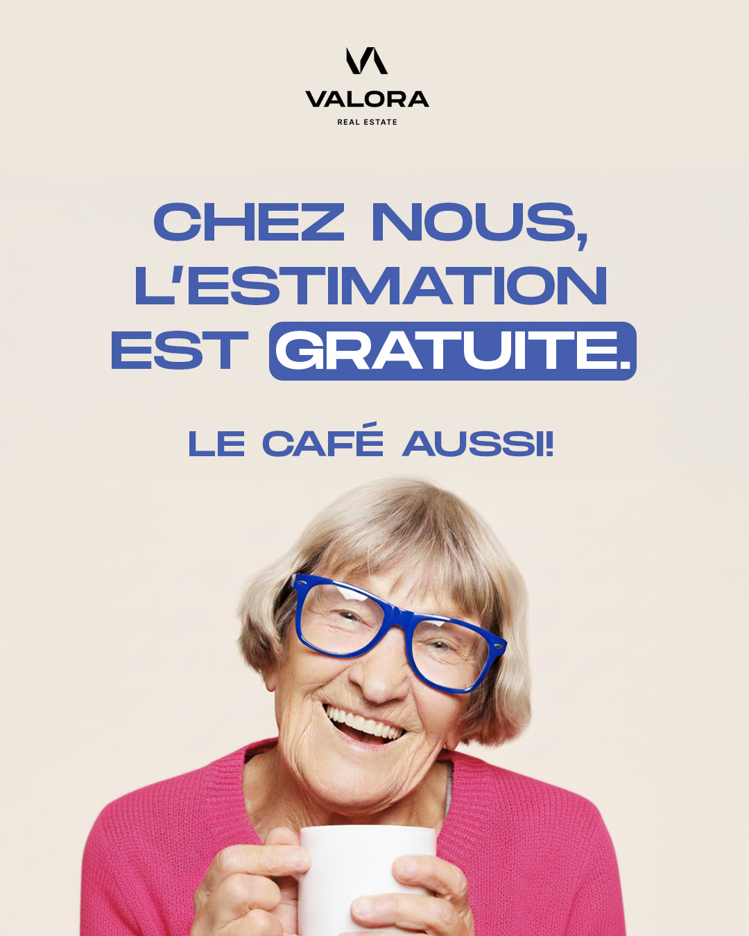 Valora Real Estate Agency Facebook ad: Obtenez votre estimation gratuite et sans engagement