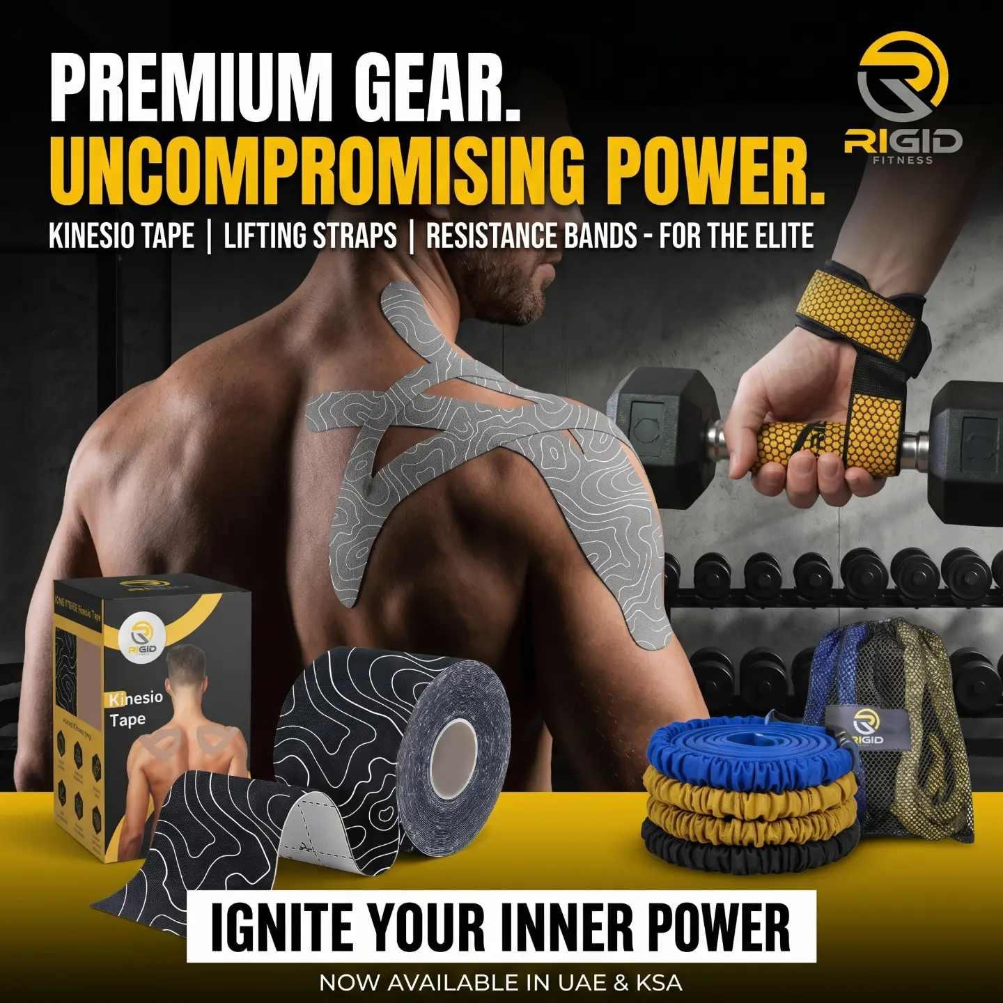 RIGID Fitness Facebook ad: Rigid Fitness Elite Gear: Premium Gear.