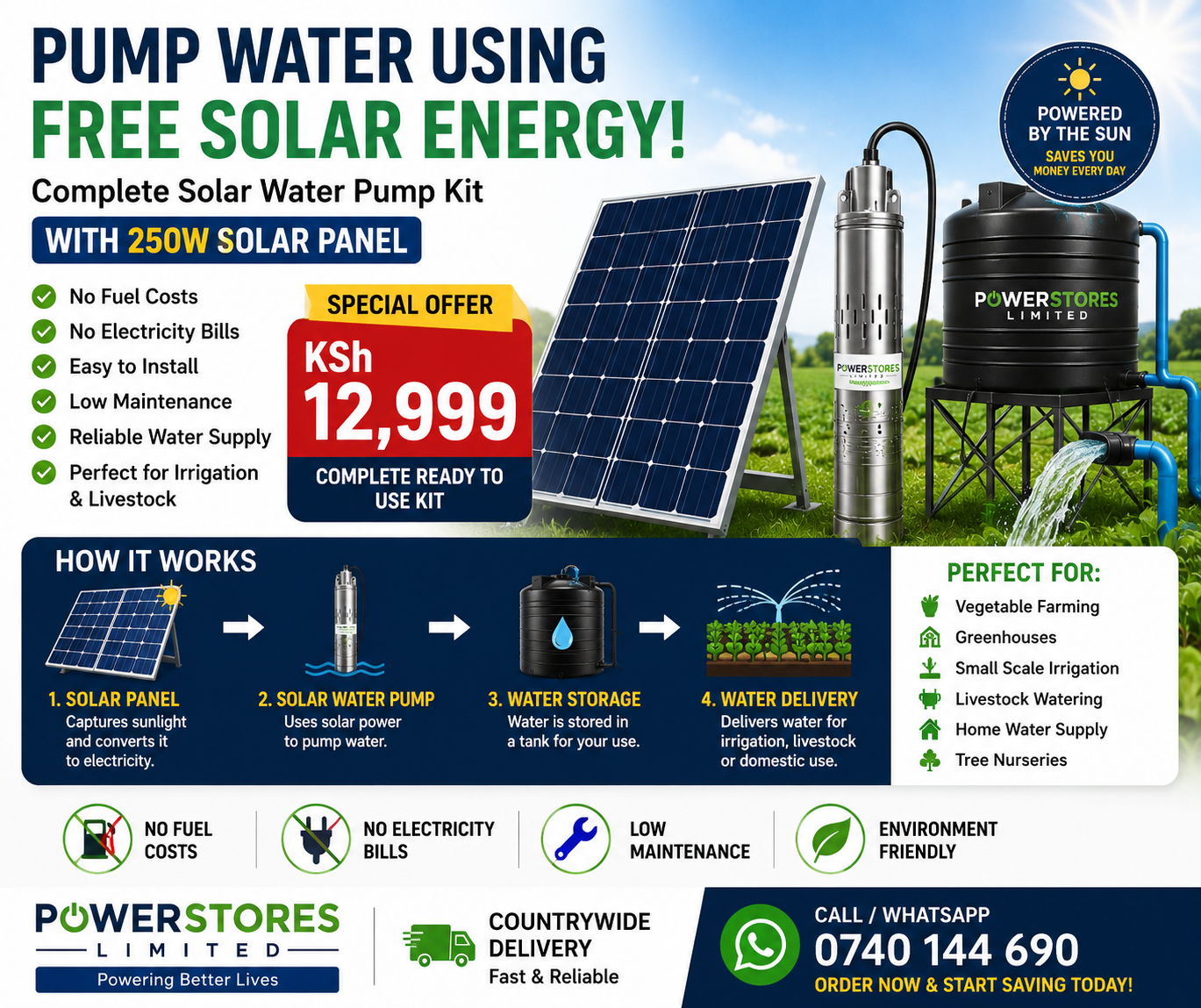 PowerStores Ltd Facebook ad: Pump Water Using FREE Solar Energy!