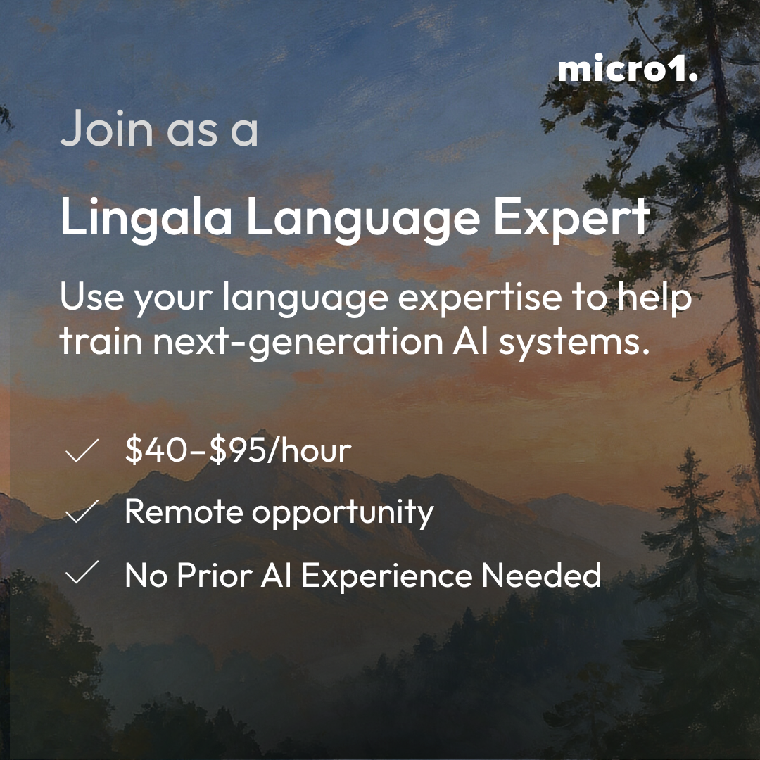 micro1 Facebook ad: Lingala Bilingual Expert - Remote