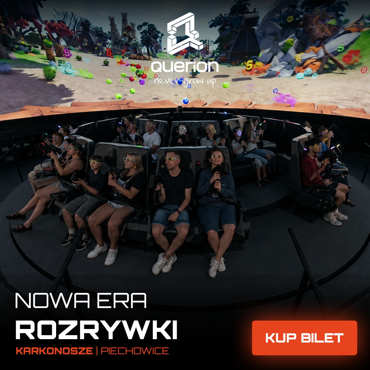 Querion - Hipermedialny Park Rozrywki Facebook ad from Aug 7, 2026