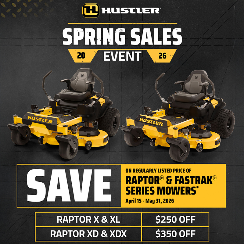 Dickens Turf and Landscape Supply Facebook ad: Hustler mowers are designed to keep you mowing…