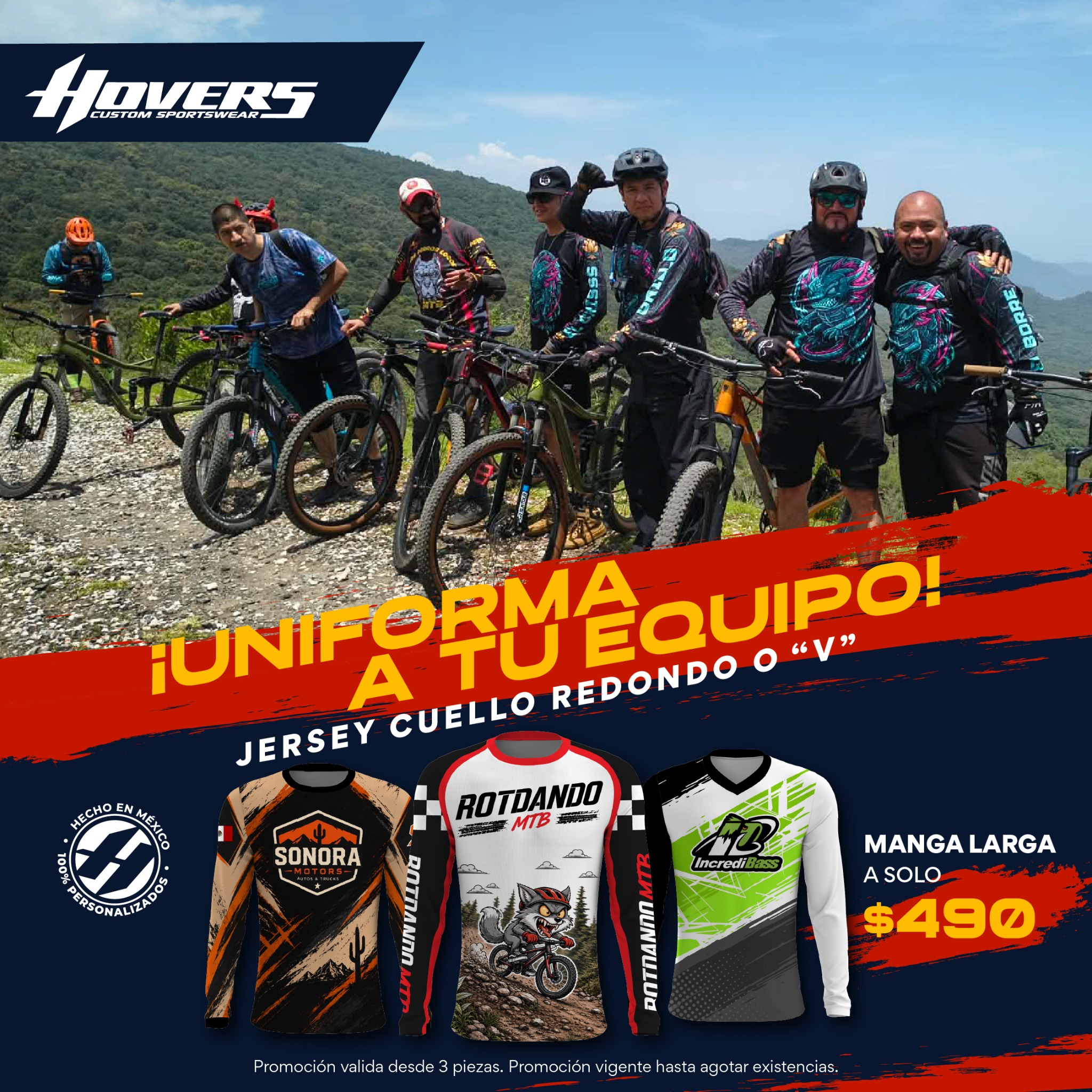 Hovers Facebook ad: Personaliza tu jersey outdoor hoy mismo