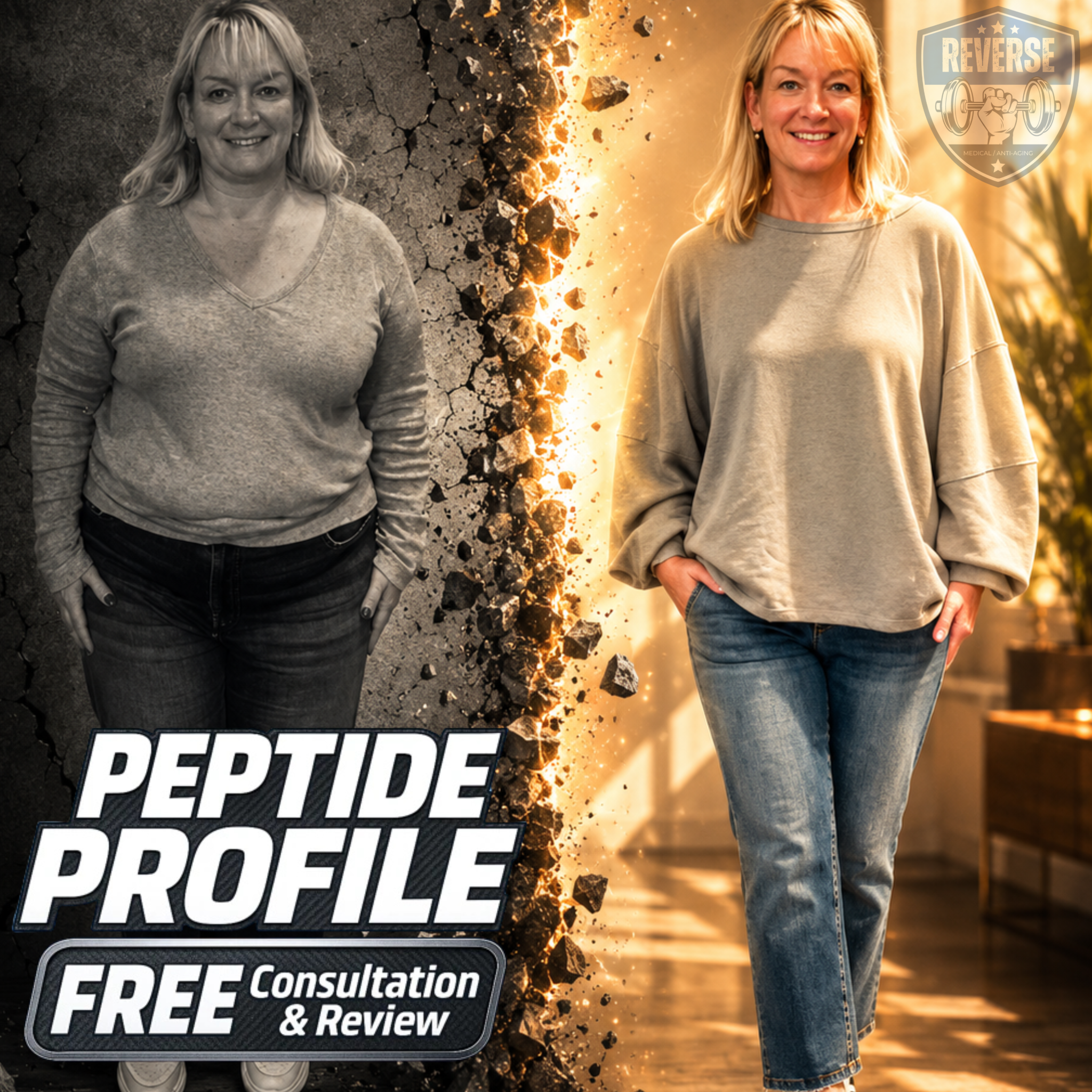 Dr. Rucker's Reverse Medical Facebook ad: FREE Peptide Trial with Weight Loss Order