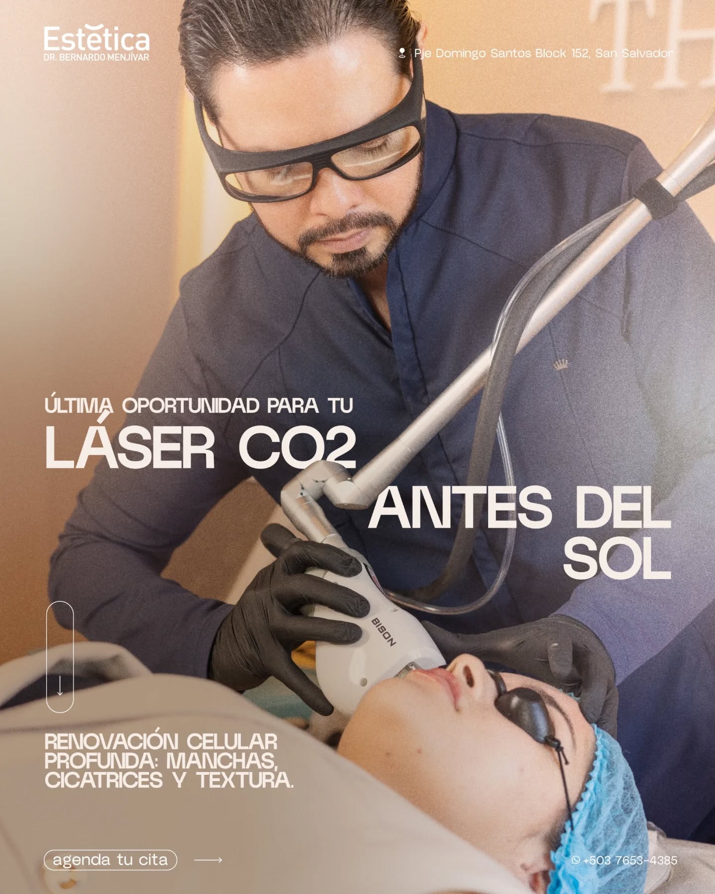 Estética Dr. Bernardo Menjívar Facebook ad: Si quieres una piel de porcelana, el Láser…