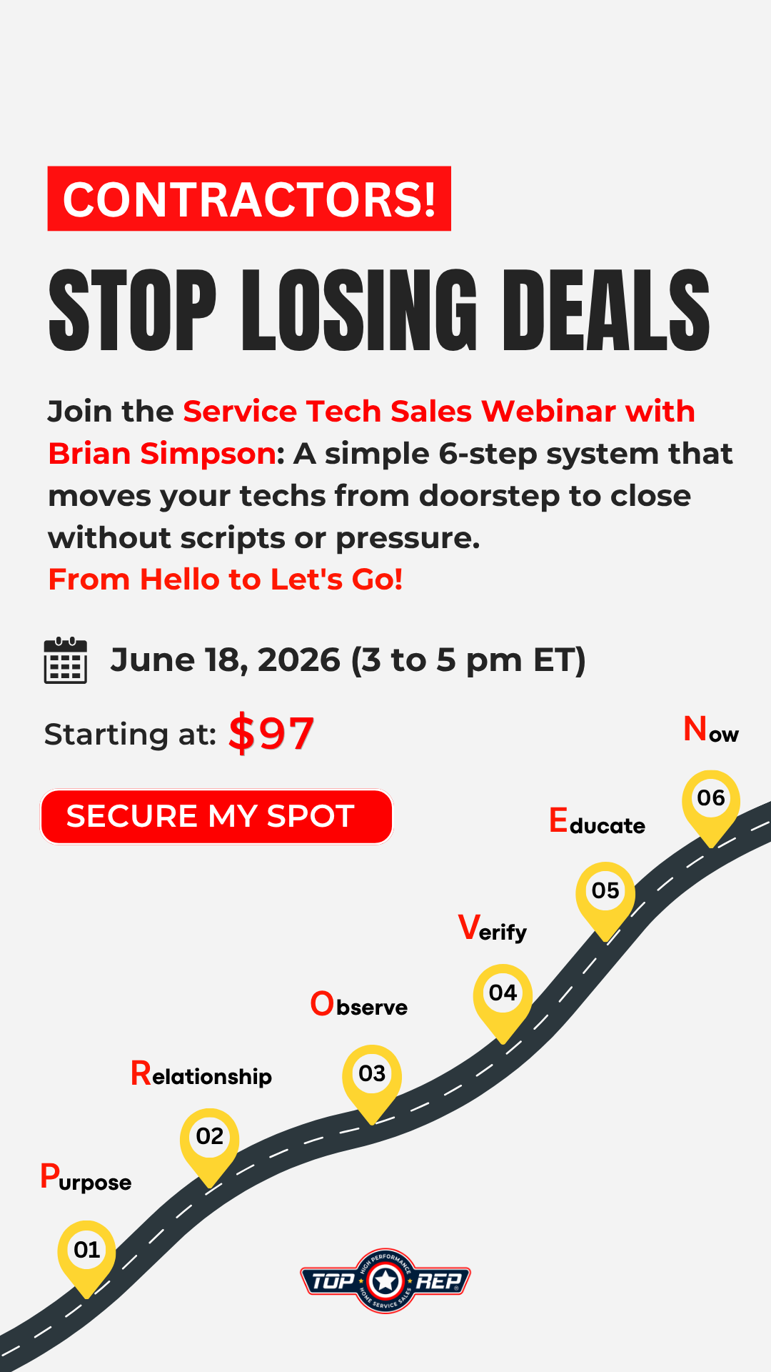 TOP REP Sales Training Facebook ad from Jun 8, 2026