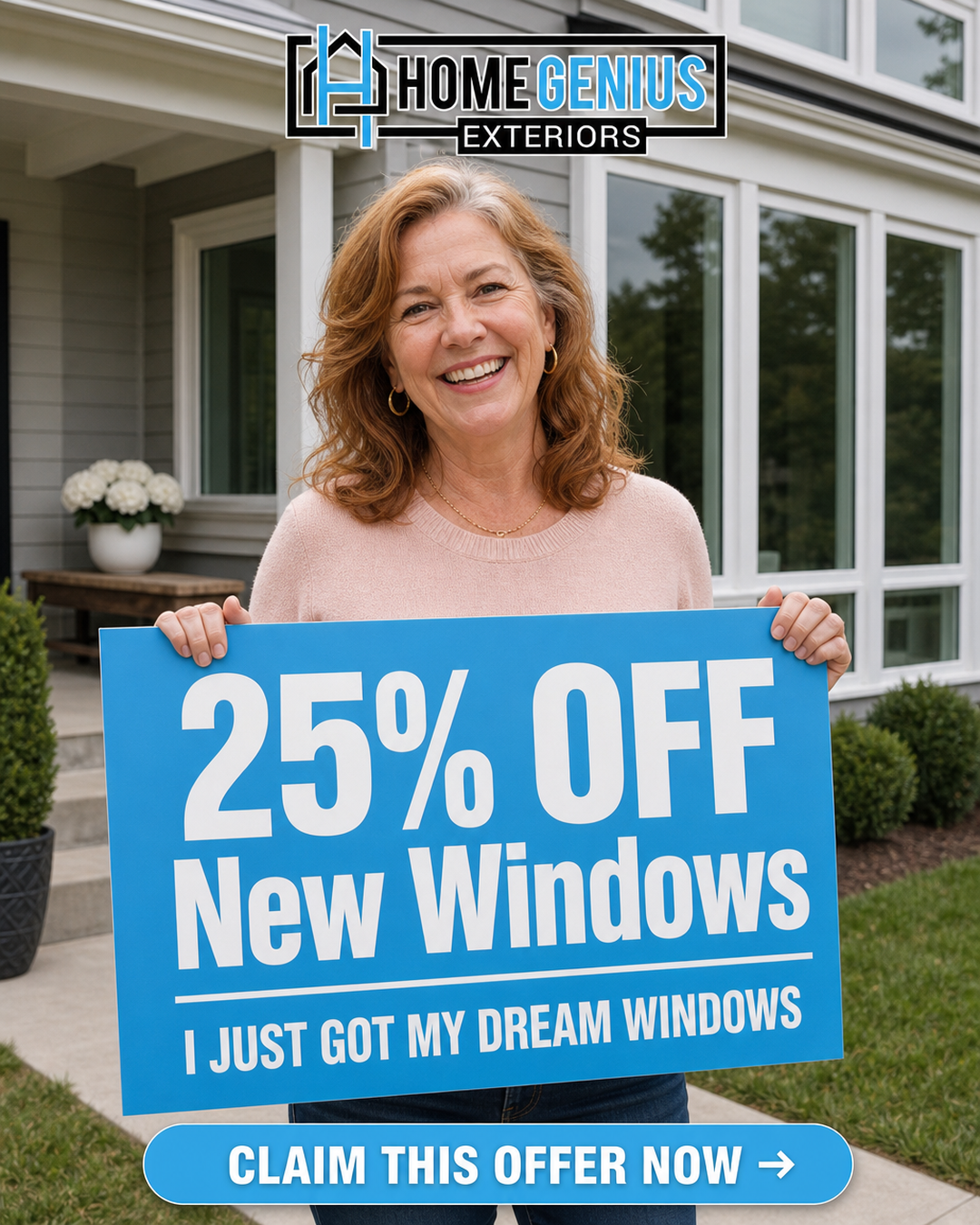 Home Genius Exteriors Facebook ad