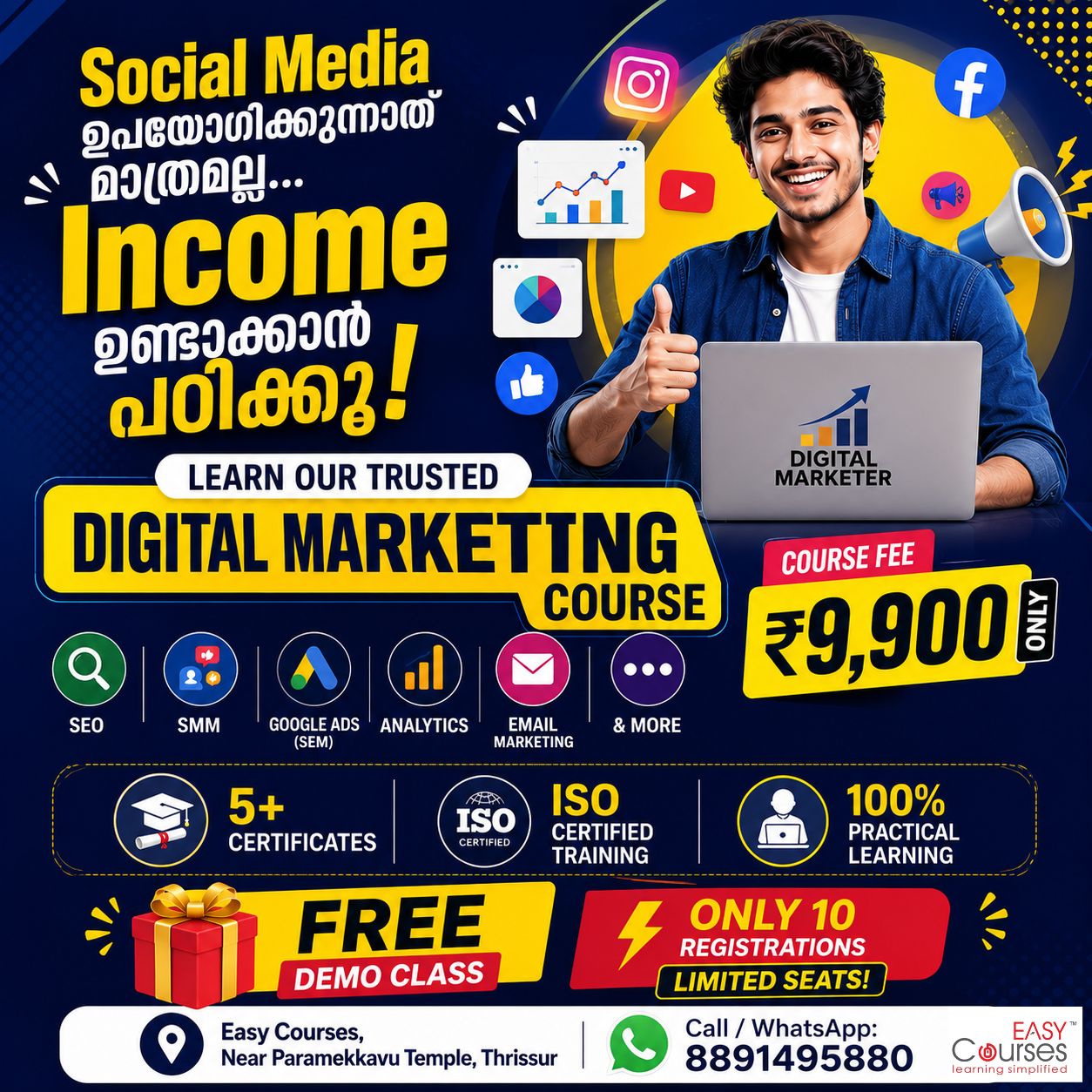 Easy Courses Facebook ad: Limited Seats Available, Enroll Now