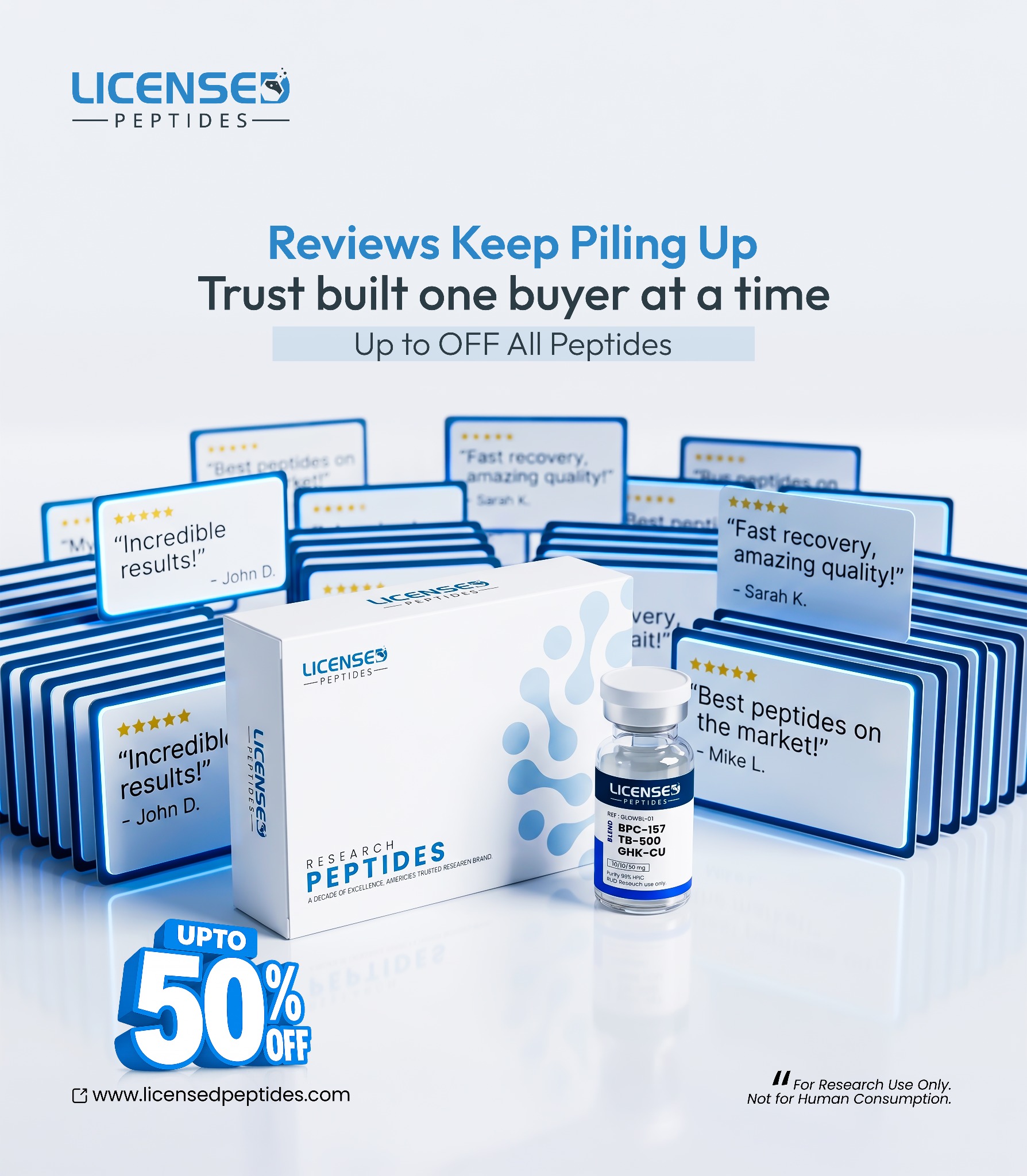 LicensedPeptides.com Facebook ad