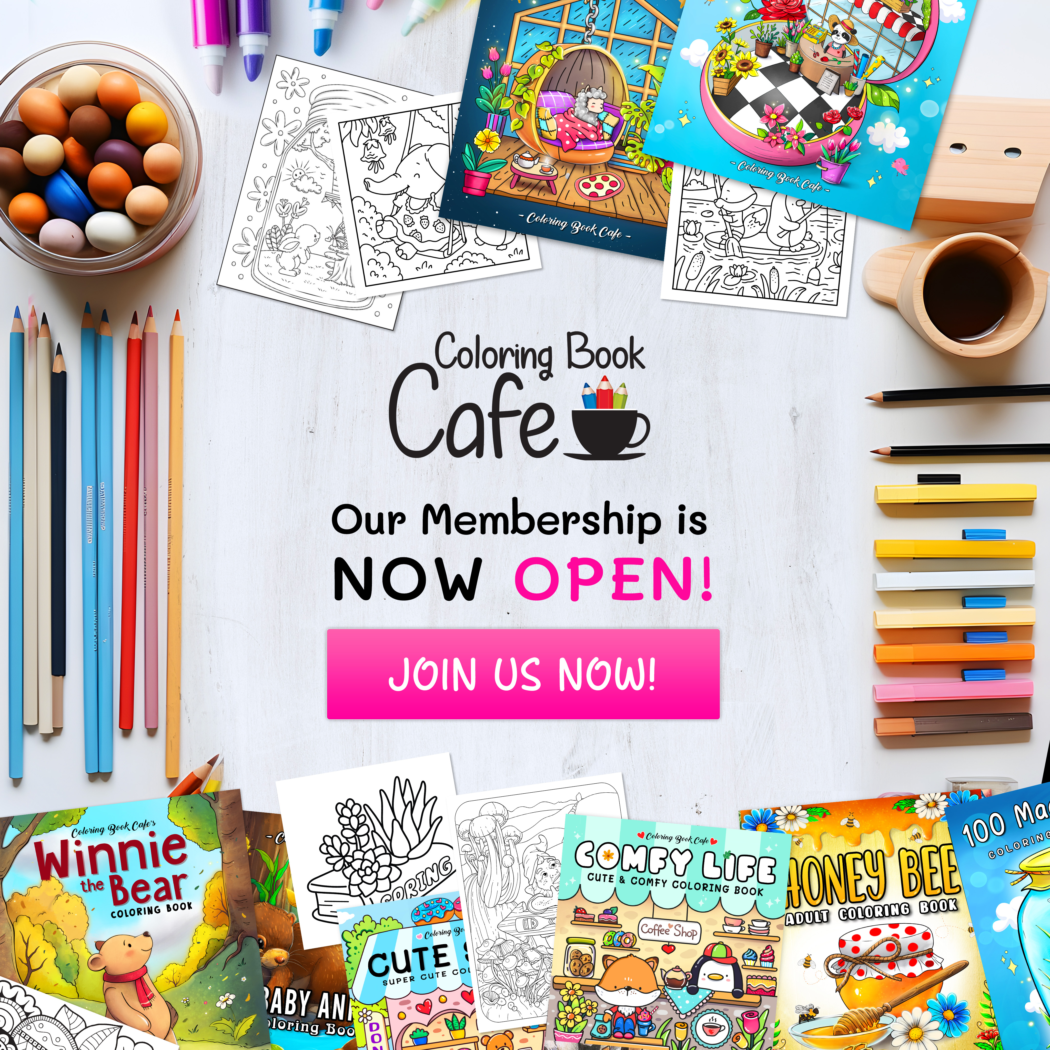 Coloring Book Cafe Facebook ad
