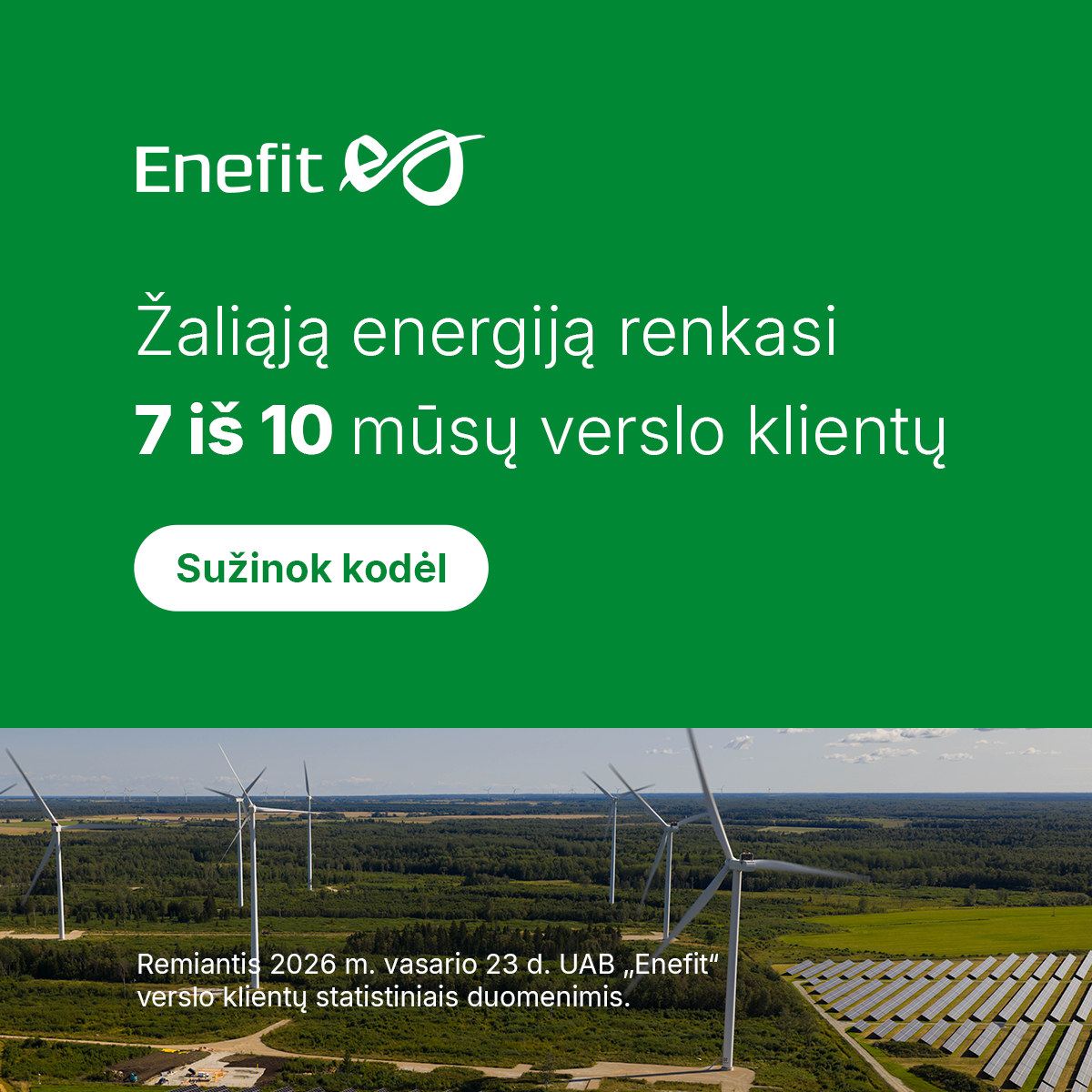 Enefit Lietuva Facebook ad: Energija iš atsinaujinančių šaltinių
