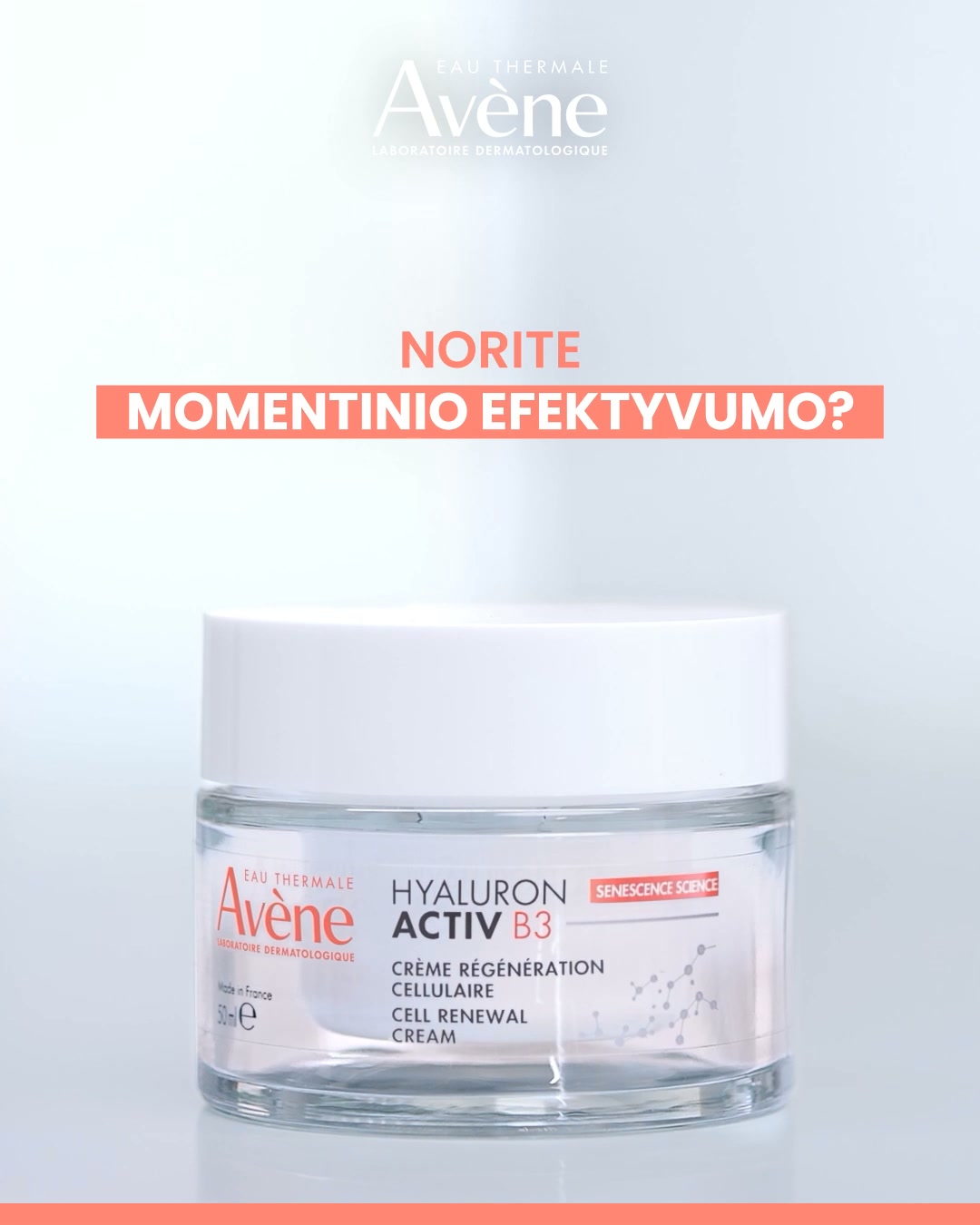 Eau Thermale Avene Lietuva Facebook ad: Hyaluron Activ B3