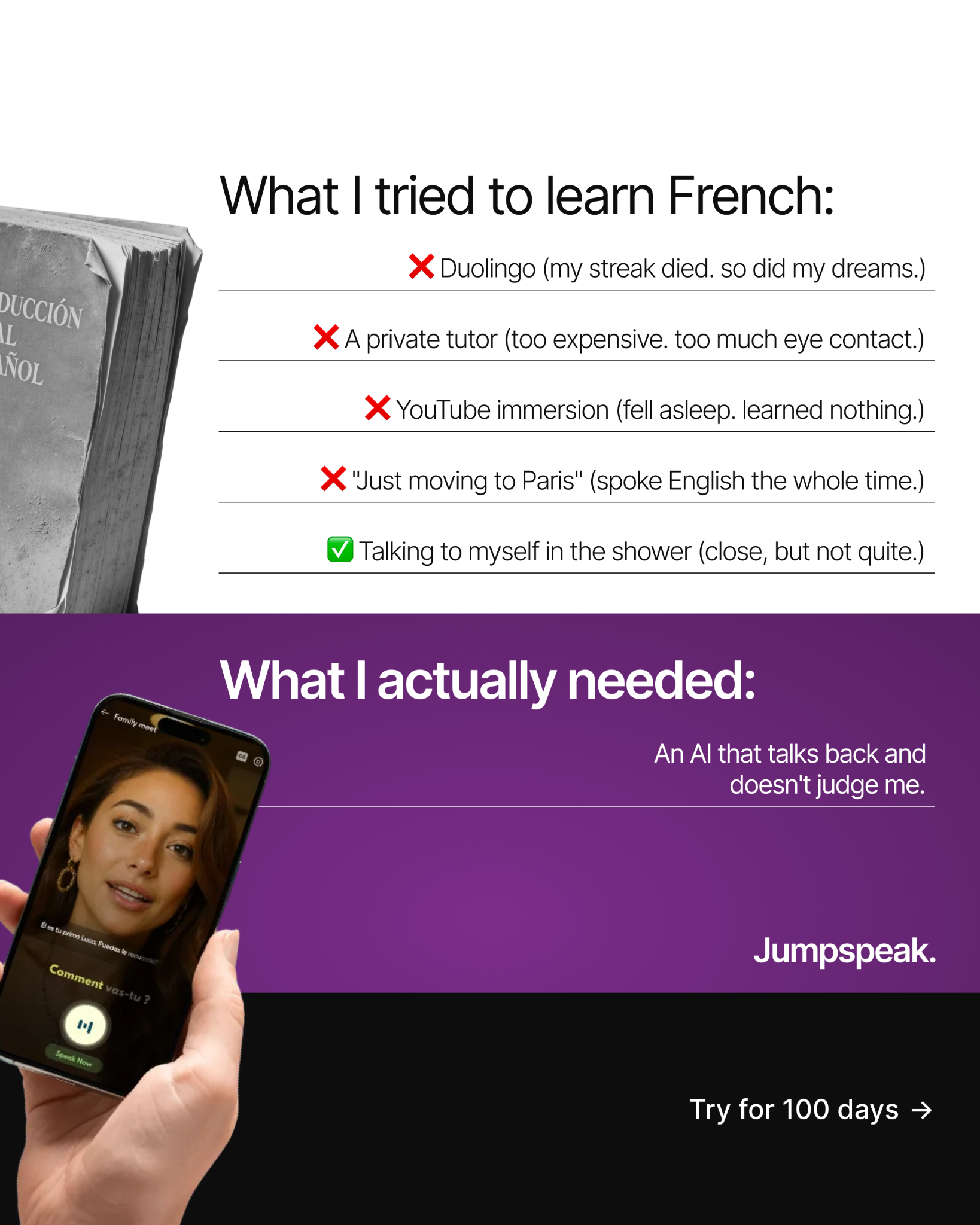 Jumpspeak Facebook ad