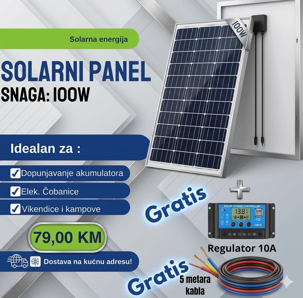Hezy Prom doo Facebook ad: SOLARNI PANEL 100W, NAJPOVOLJNIJE RJEŠENJE ZA ENERGIJU!