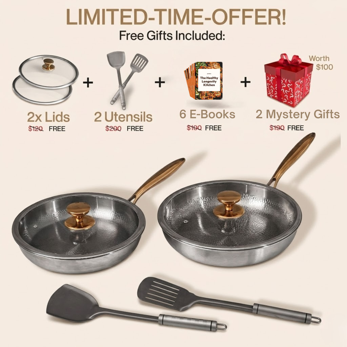 Kaizen Cookware Facebook ad: Get $520 in Free Gifts With Your Kaizen Pan