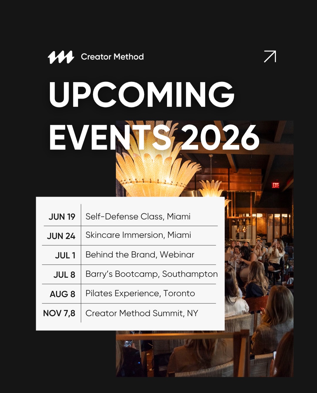 Creator Method Facebook ad: Upcoming Creator Method Events