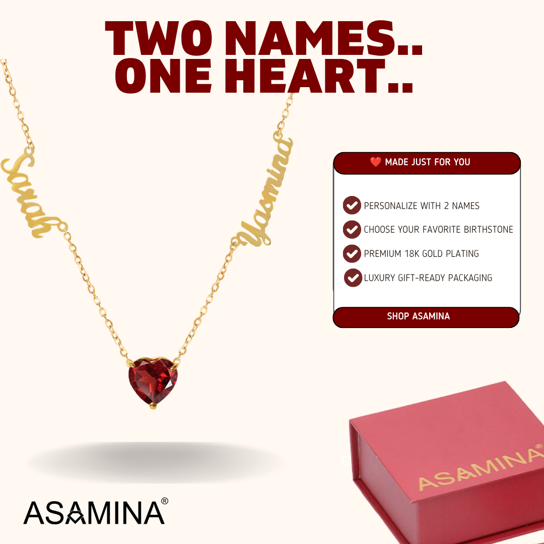 Asamina Jewelry Facebook ad: Engravable Two Name Infinity Necklace