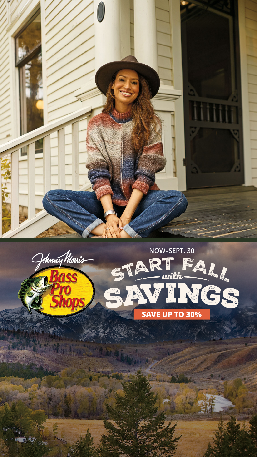 Bass Pro Shops Facebook ad: Start Fall with Savings.
