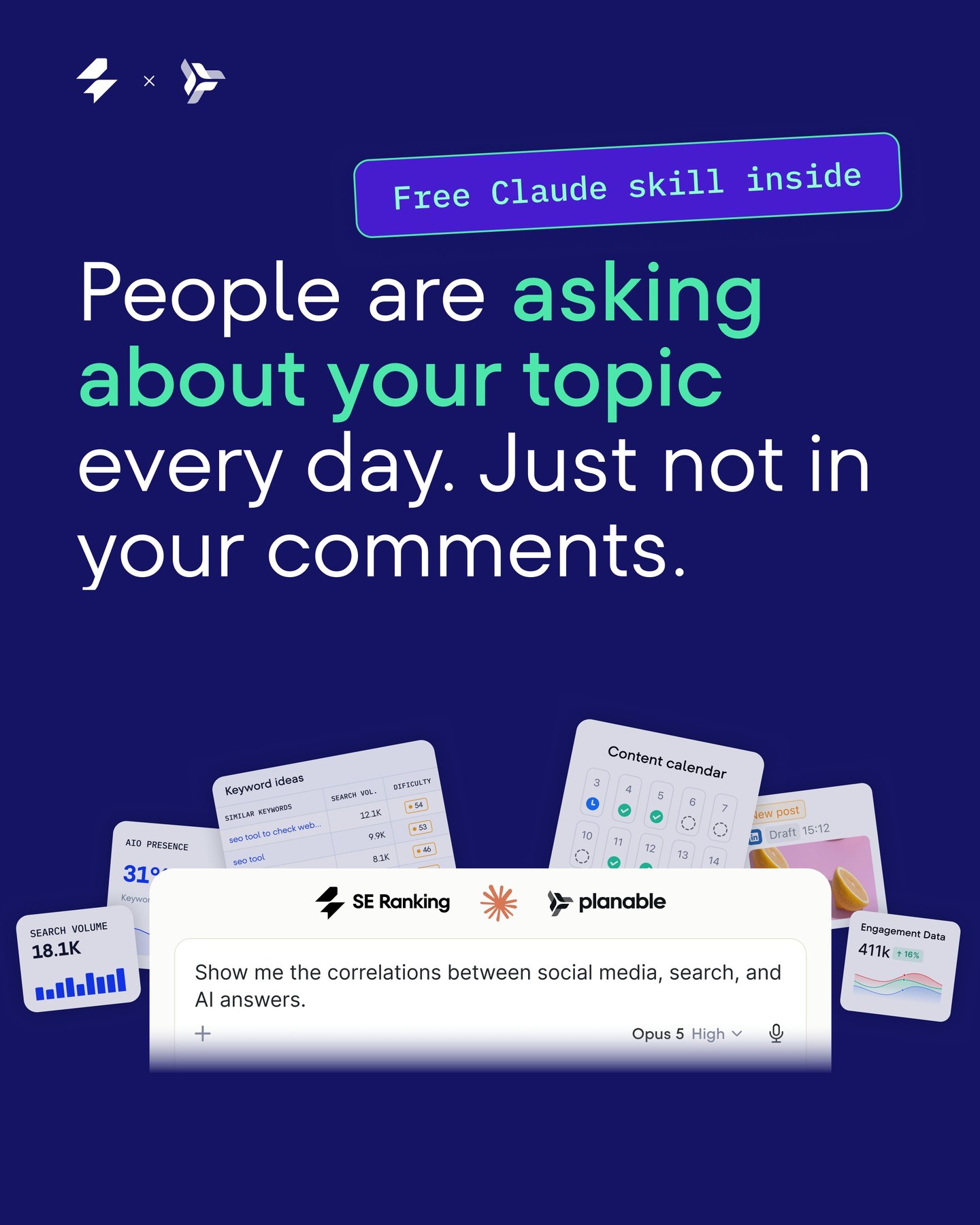 Planable Facebook ad: People are asking about your topic every day.