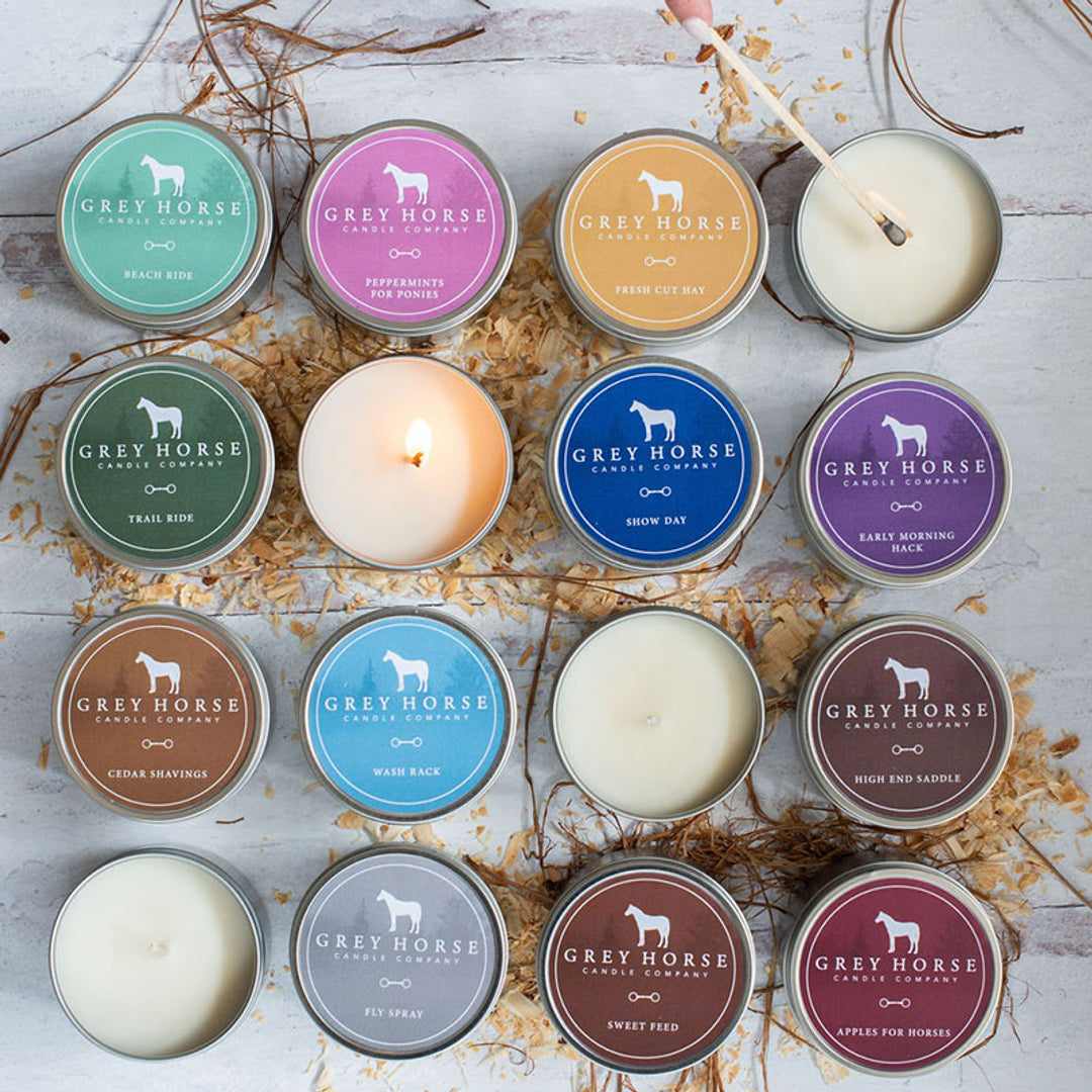 Grey Horse Candle Company Facebook ad: For days you can't saddle up, grab a…