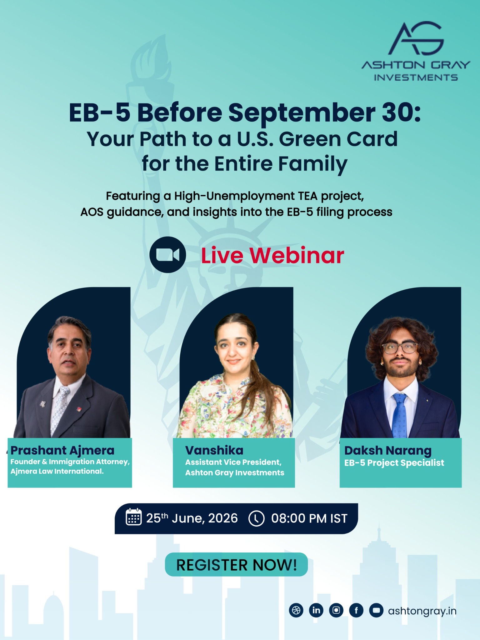 Ashton Gray EB5 Facebook ad: EB-5 Before September 30: Learn Your Green Card Options