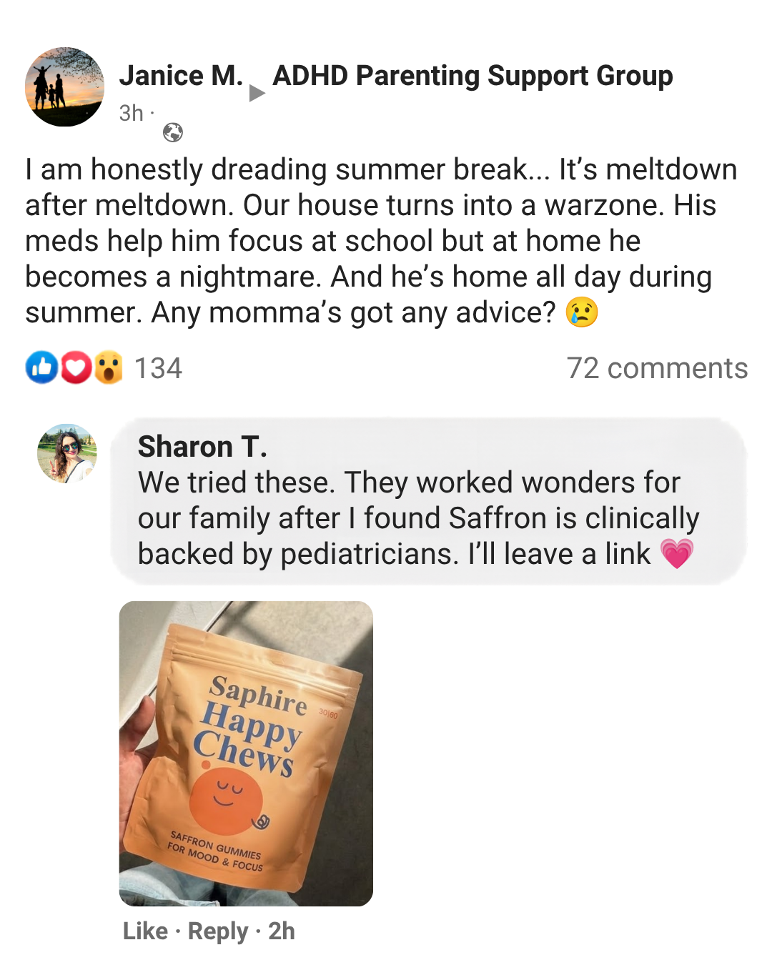 The Natural Parent Facebook ad