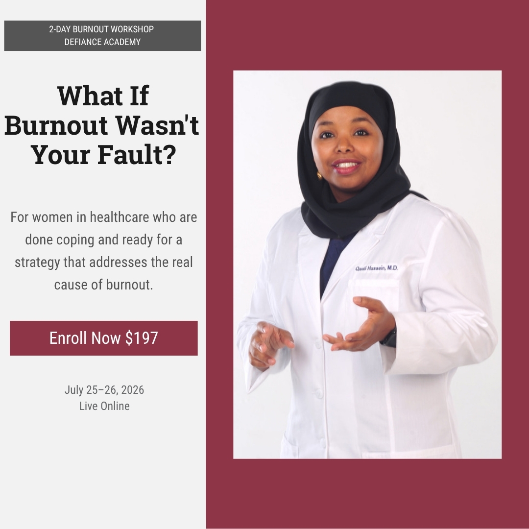 Defiance Academy Facebook ad: THE BURNOUT WORKSHOP