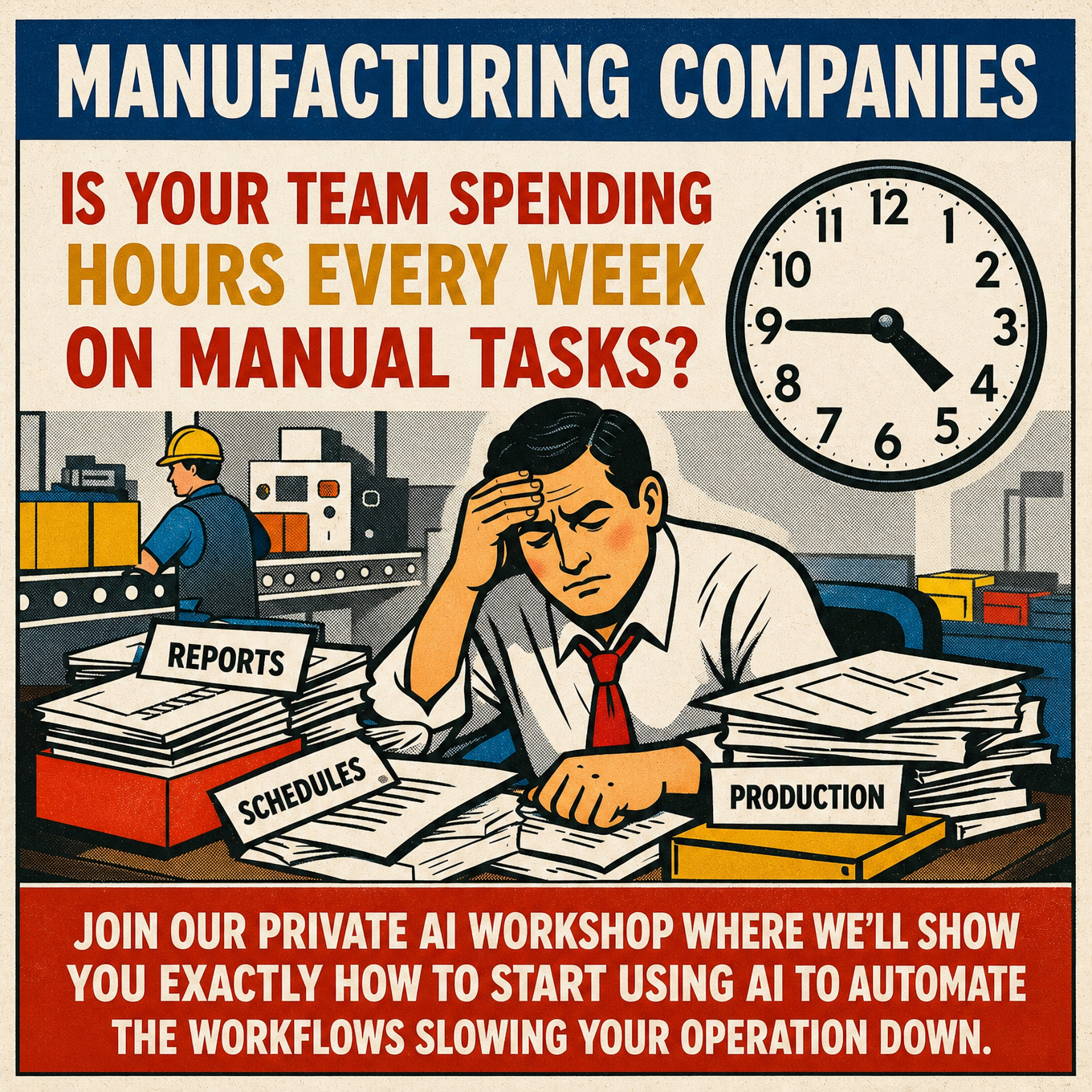 ResultsIQ AI Facebook ad: Free AI Manufacturing Workshop