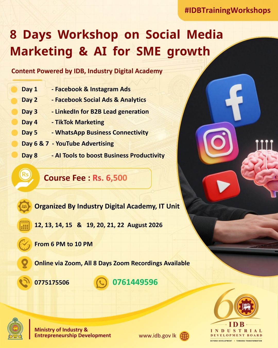 Industry Development Board Facebook ad: Master Social Media Marketing & AI for SME…